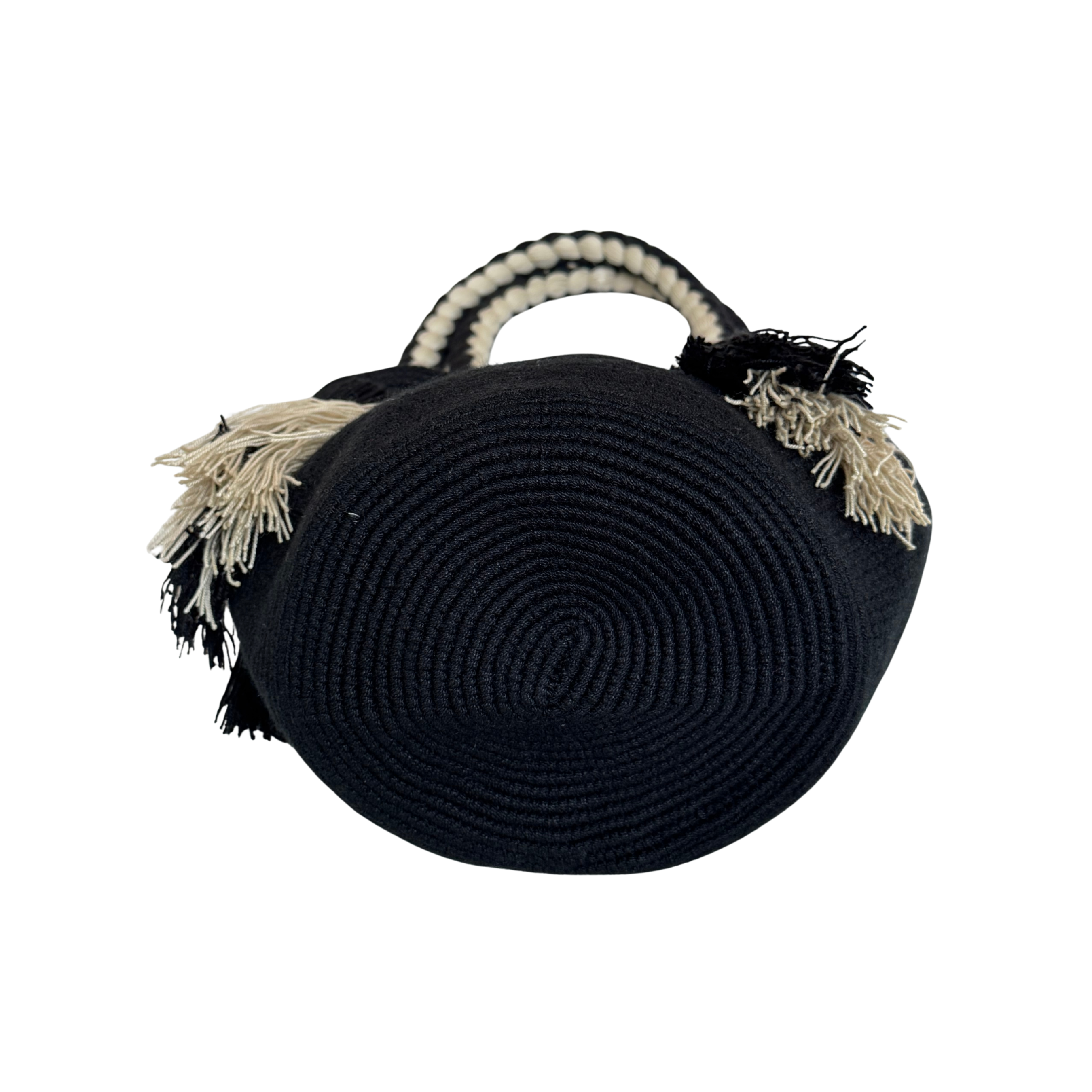 Wayuu Large Handmade Hand Bag – Black and beige Colombian / Venezuelan Hand Purse | Boho Woven Hand Bag for Women