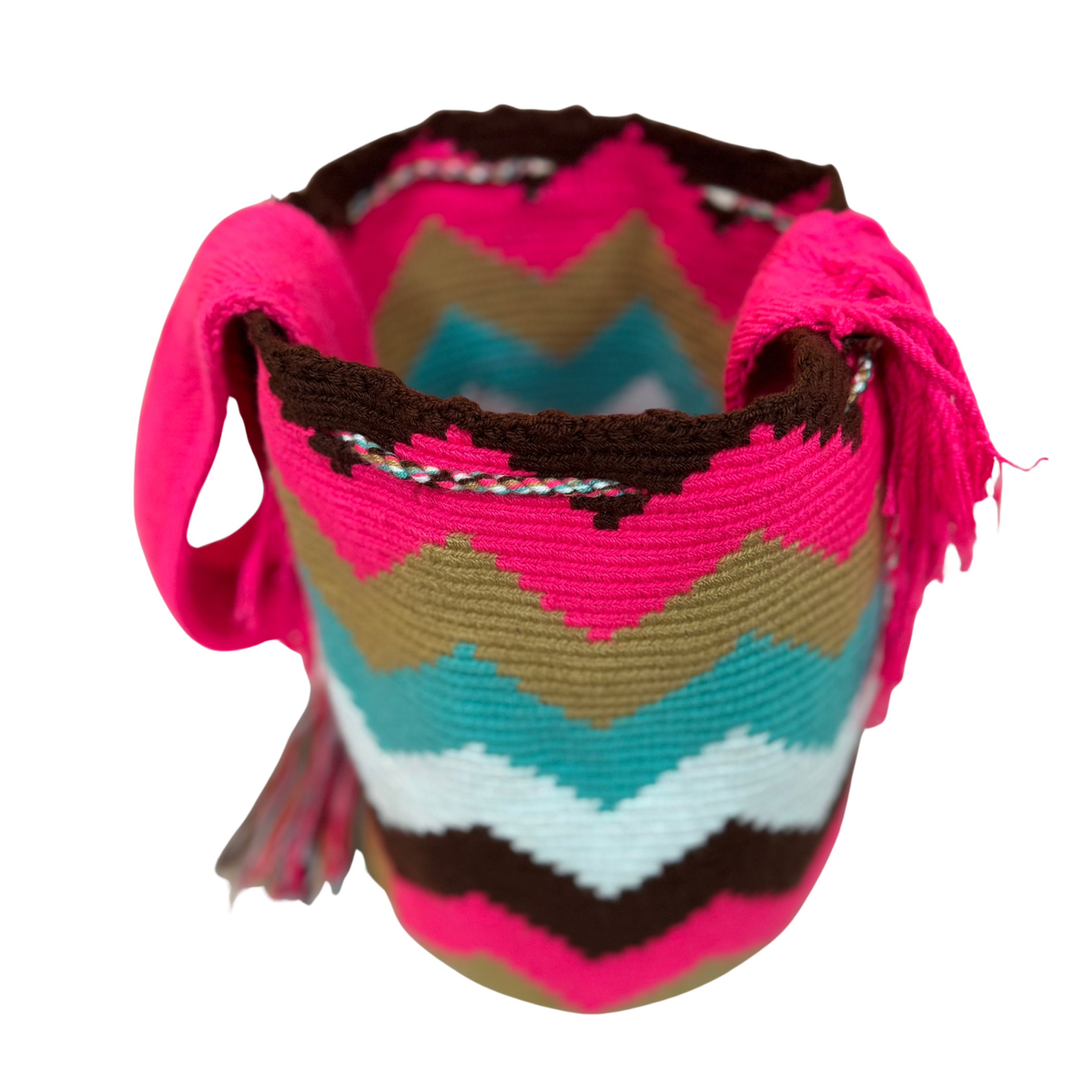 Wayuu Large Handmade Mochila Bag – "Bright Sky" Colorful Colombian / Venezuelan Crossbody Purse | Boho Woven Shoulder Bag for Women