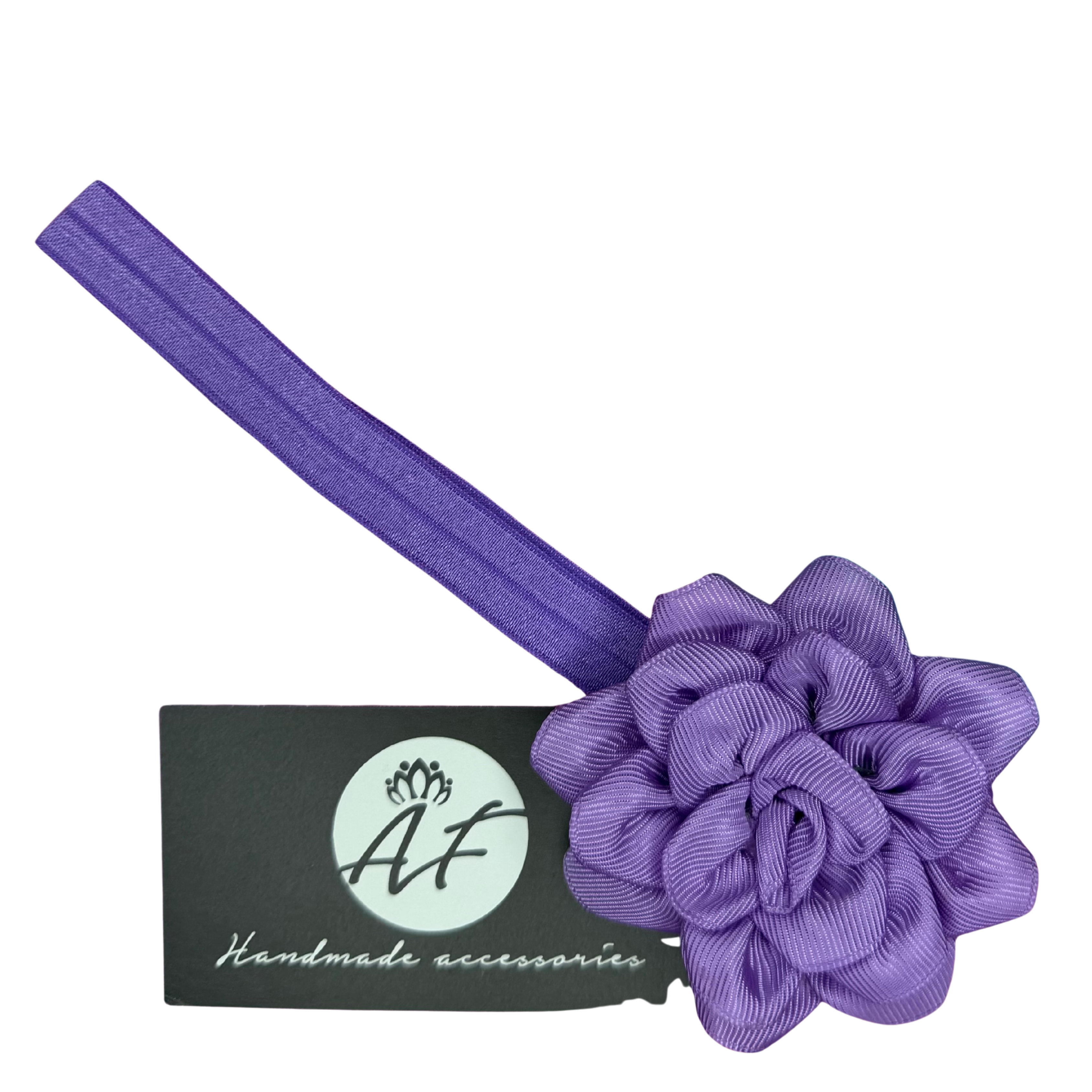 Rose Flower Baby Headband – Soft Elastic Band with Handmade Ribbon Flower