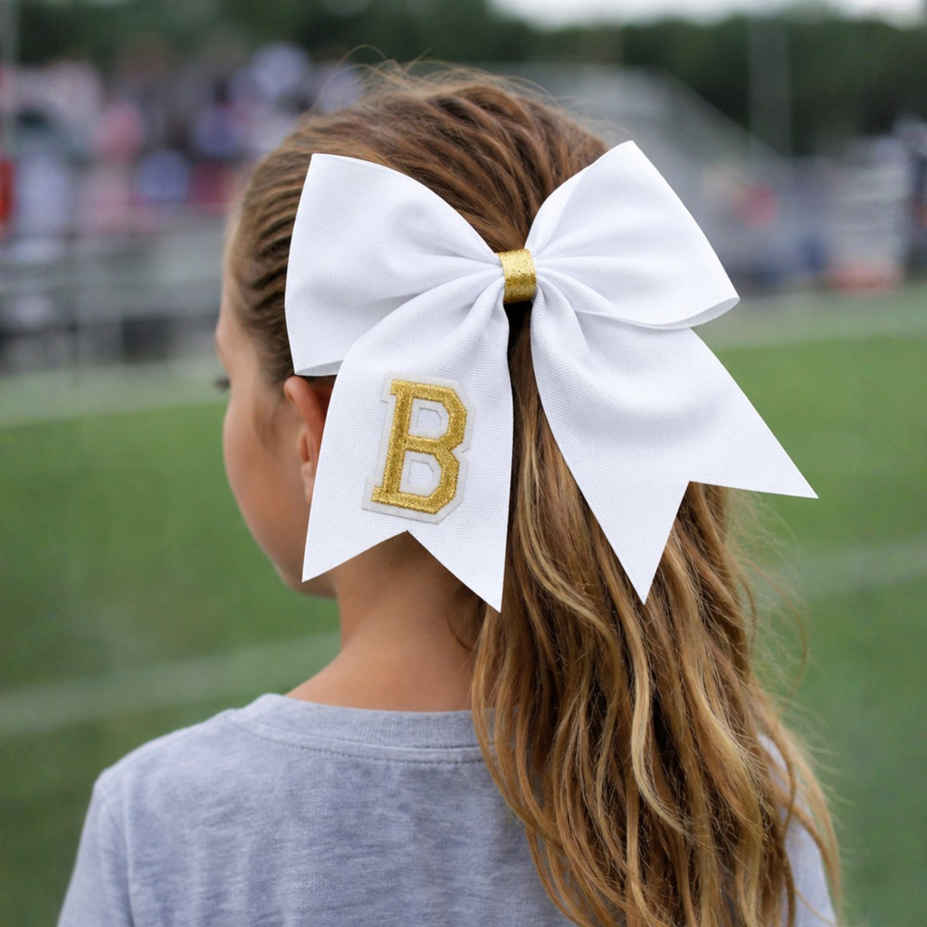 Personalized Cheerleader Hair Bow – Handmade Custom Initial Bow for Girls & Teens