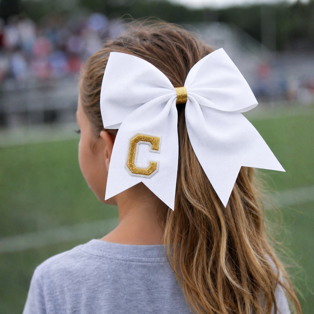 Personalized Cheerleader Hair Bow – Handmade Custom Initial Bow for Girls & Teens