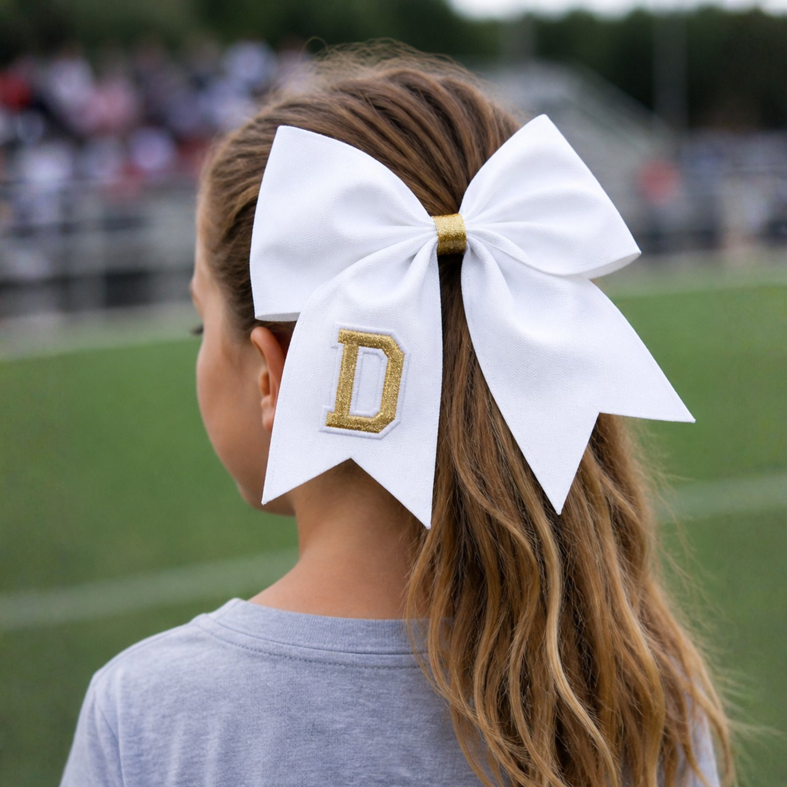 Personalized Cheerleader Hair Bow – Handmade Custom Initial Bow for Girls & Teens