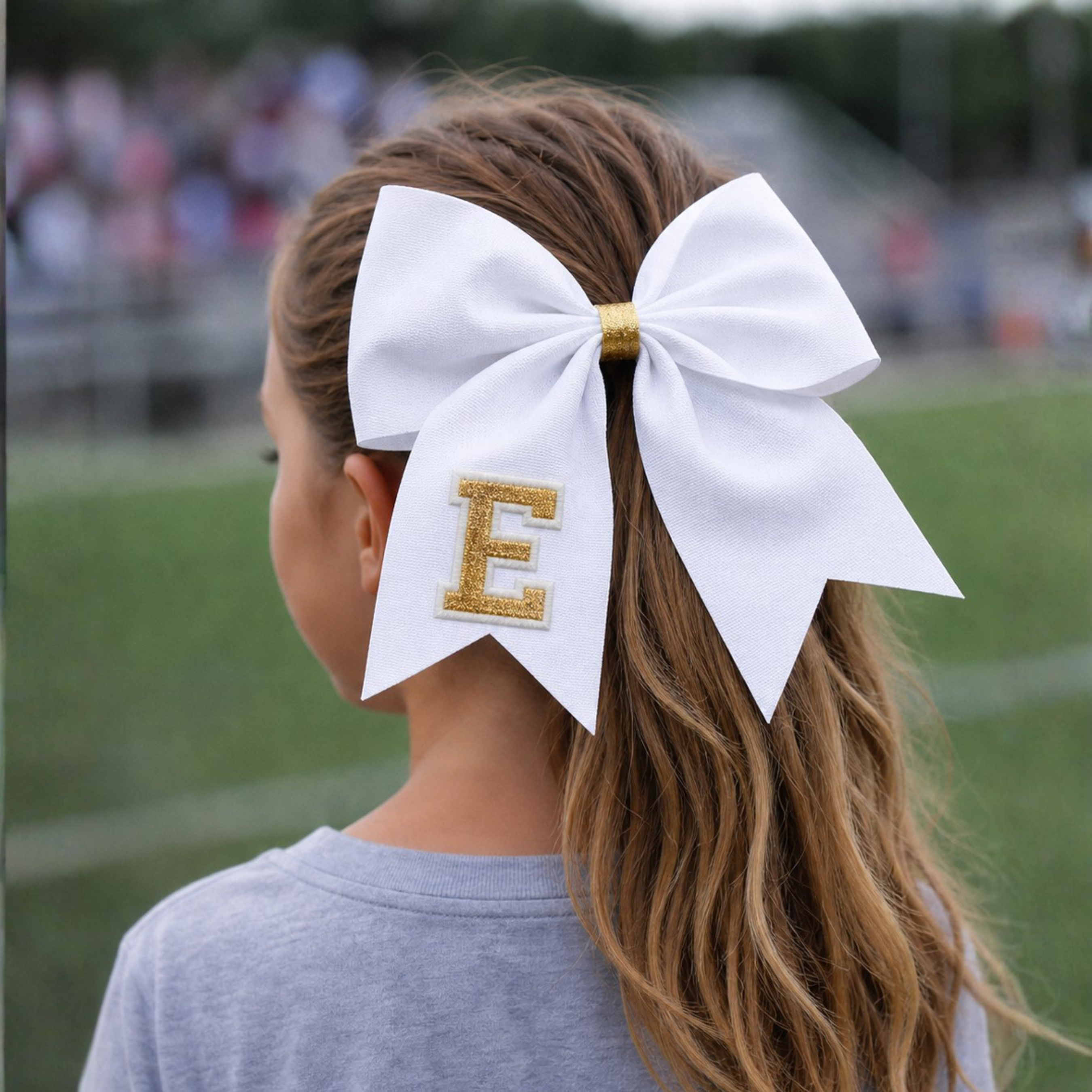 Personalized Cheerleader Hair Bow – Handmade Custom Initial Bow for Girls & Teens
