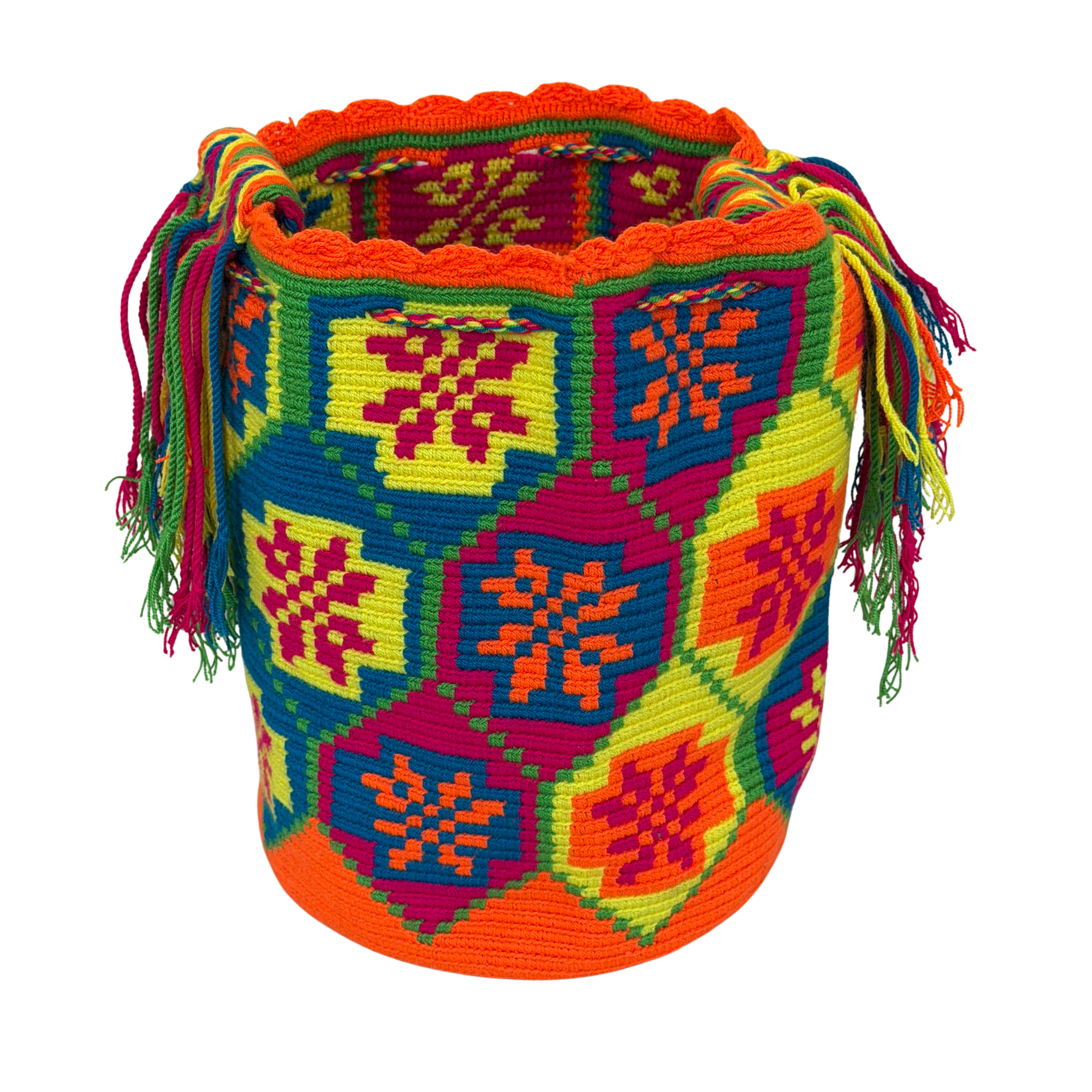 Wayuu Large Handmade Mochila Bag – "Bright Stars" Colorful Colombian / Venezuelan Crossbody Purse | Boho Woven Shoulder Bag for Women