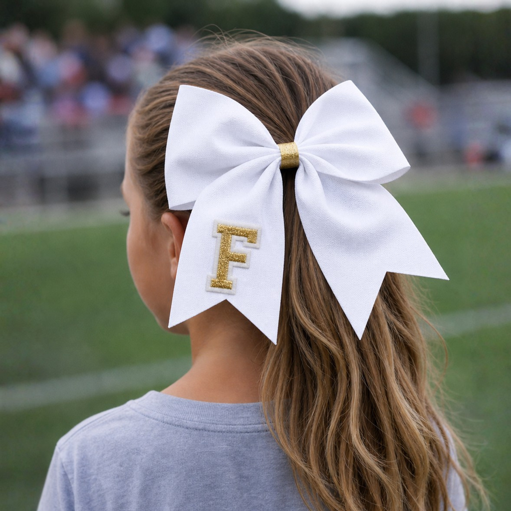 Personalized Cheerleader Hair Bow – Handmade Custom Initial Bow for Girls & Teens