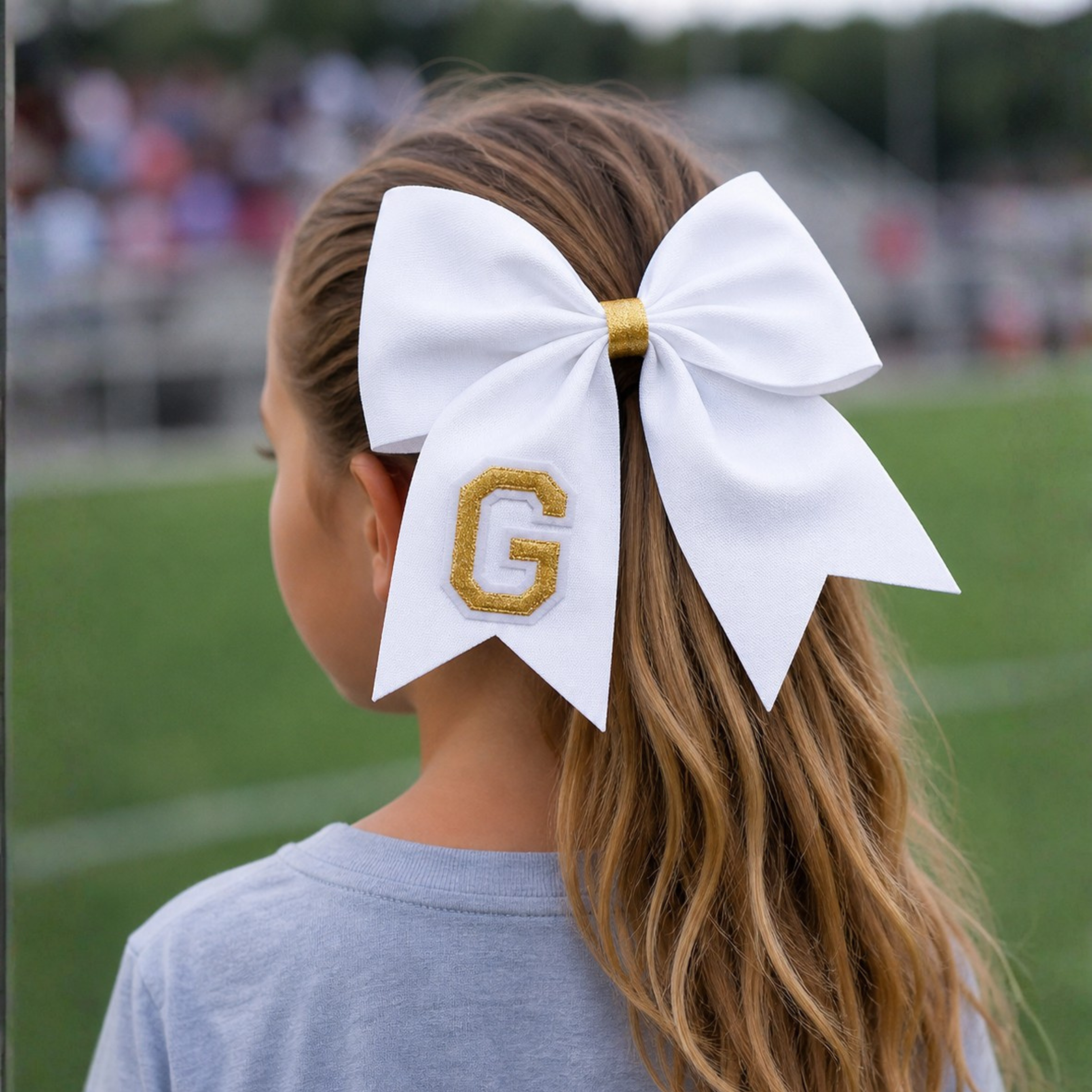 Personalized Cheerleader Hair Bow – Handmade Custom Initial Bow for Girls & Teens