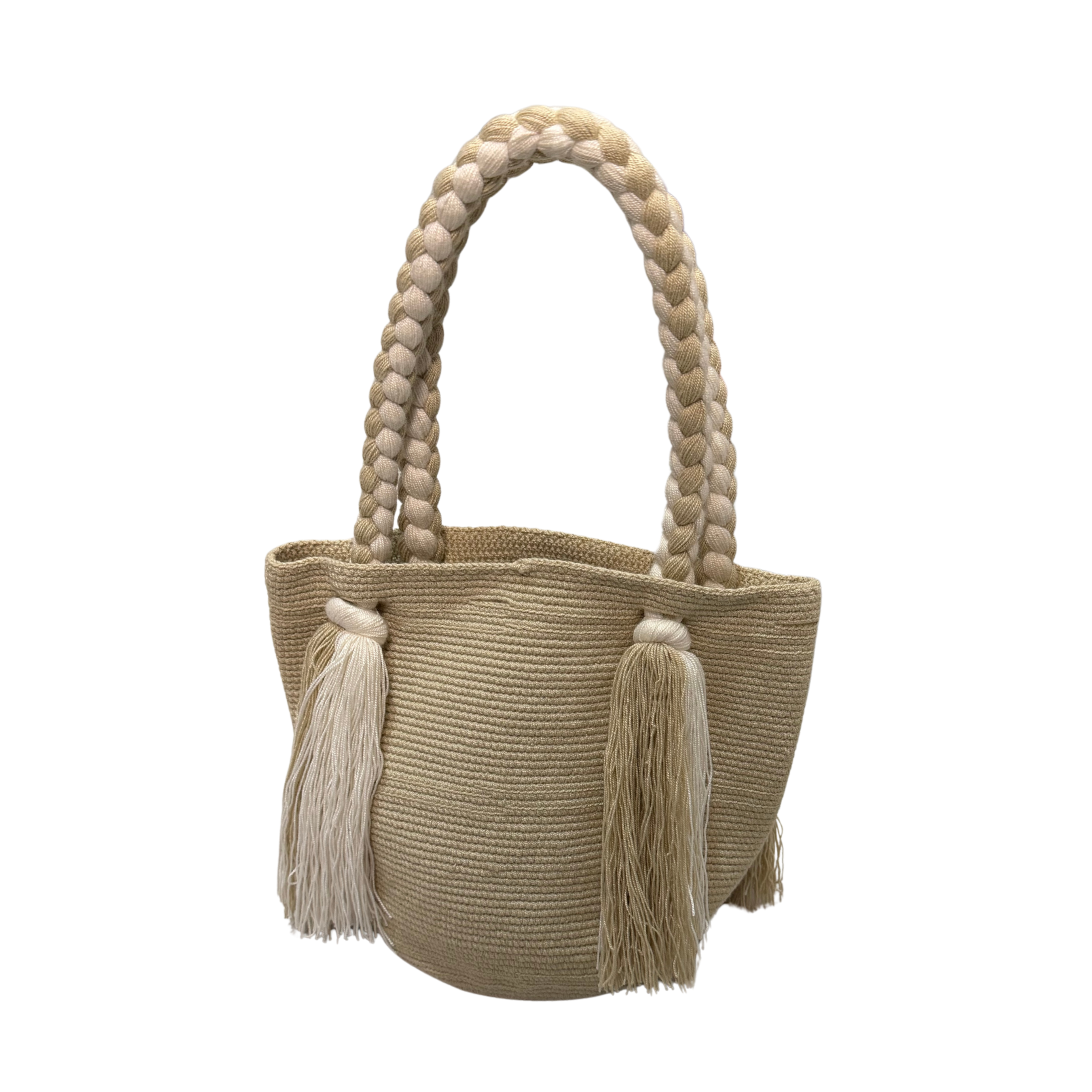 Wayuu Large Handmade Hand Bag – Cream Colombian / Venezuelan Hand Purse | Boho Woven Hand Bag for Women