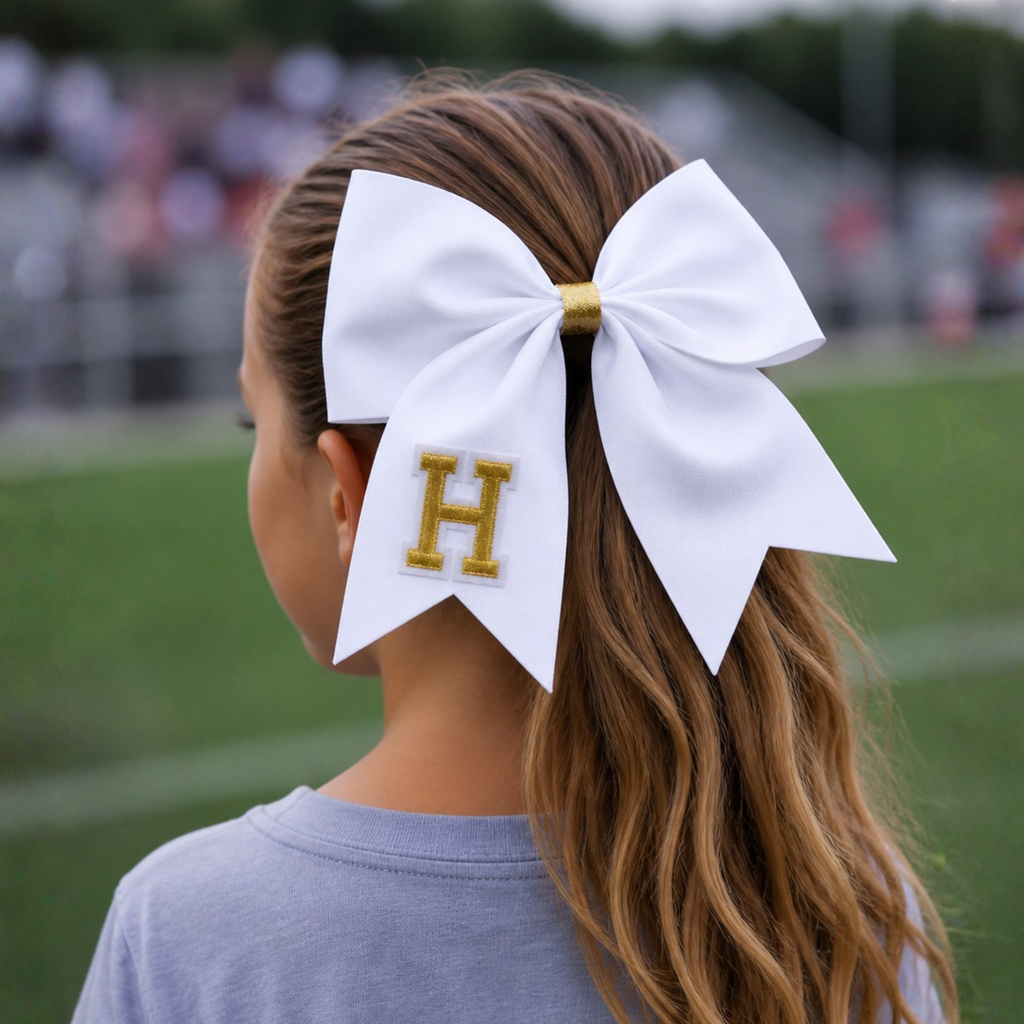Personalized Cheerleader Hair Bow – Handmade Custom Initial Bow for Girls & Teens