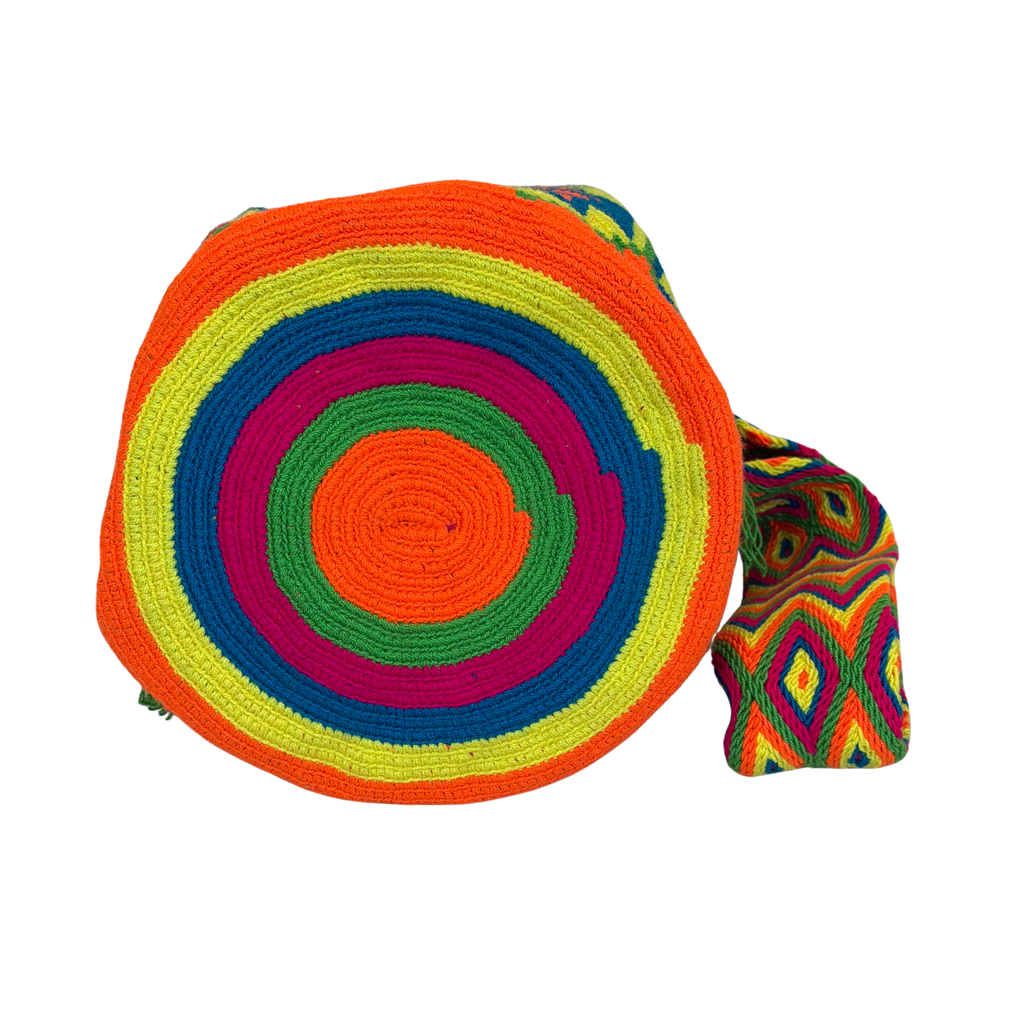 Wayuu Large Handmade Mochila Bag – "Bright Stars" Colorful Colombian / Venezuelan Crossbody Purse | Boho Woven Shoulder Bag for Women