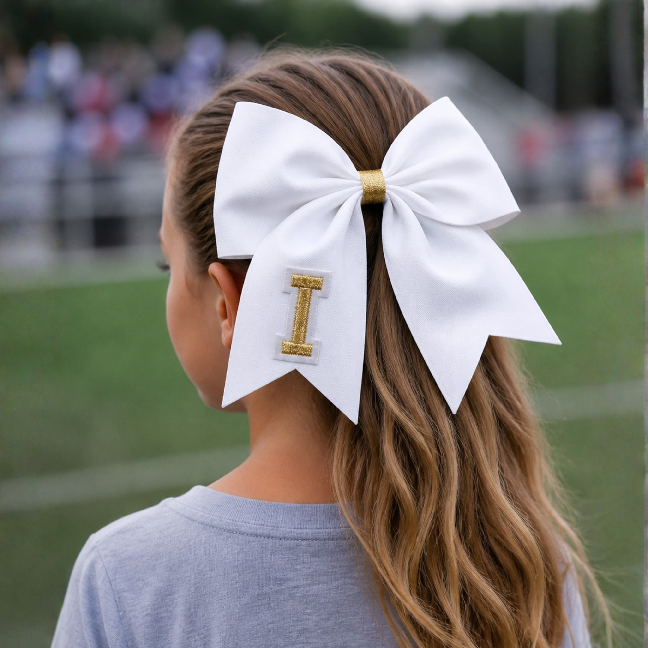 Personalized Cheerleader Hair Bow – Handmade Custom Initial Bow for Girls & Teens