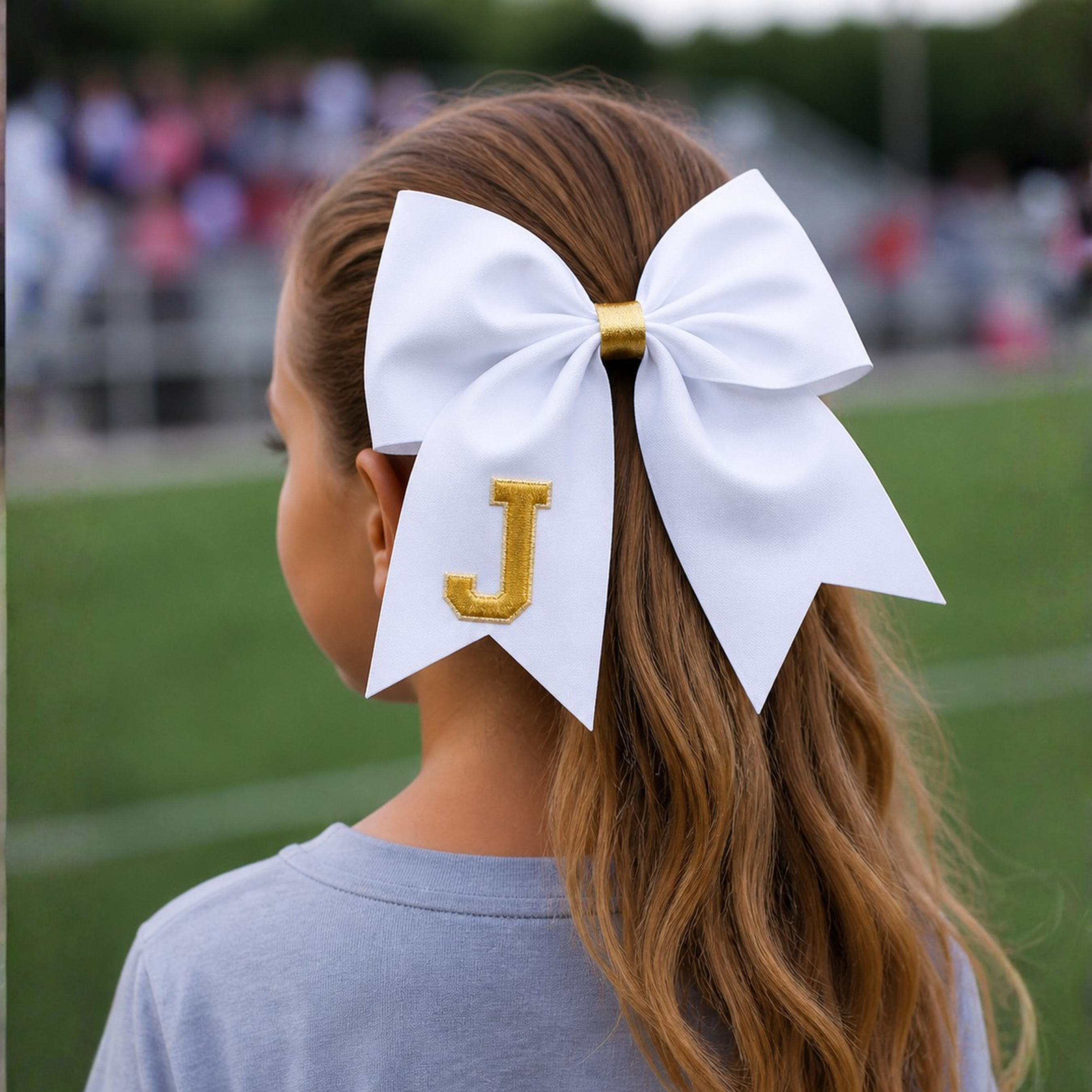 Personalized Cheerleader Hair Bow – Handmade Custom Initial Bow for Girls & Teens