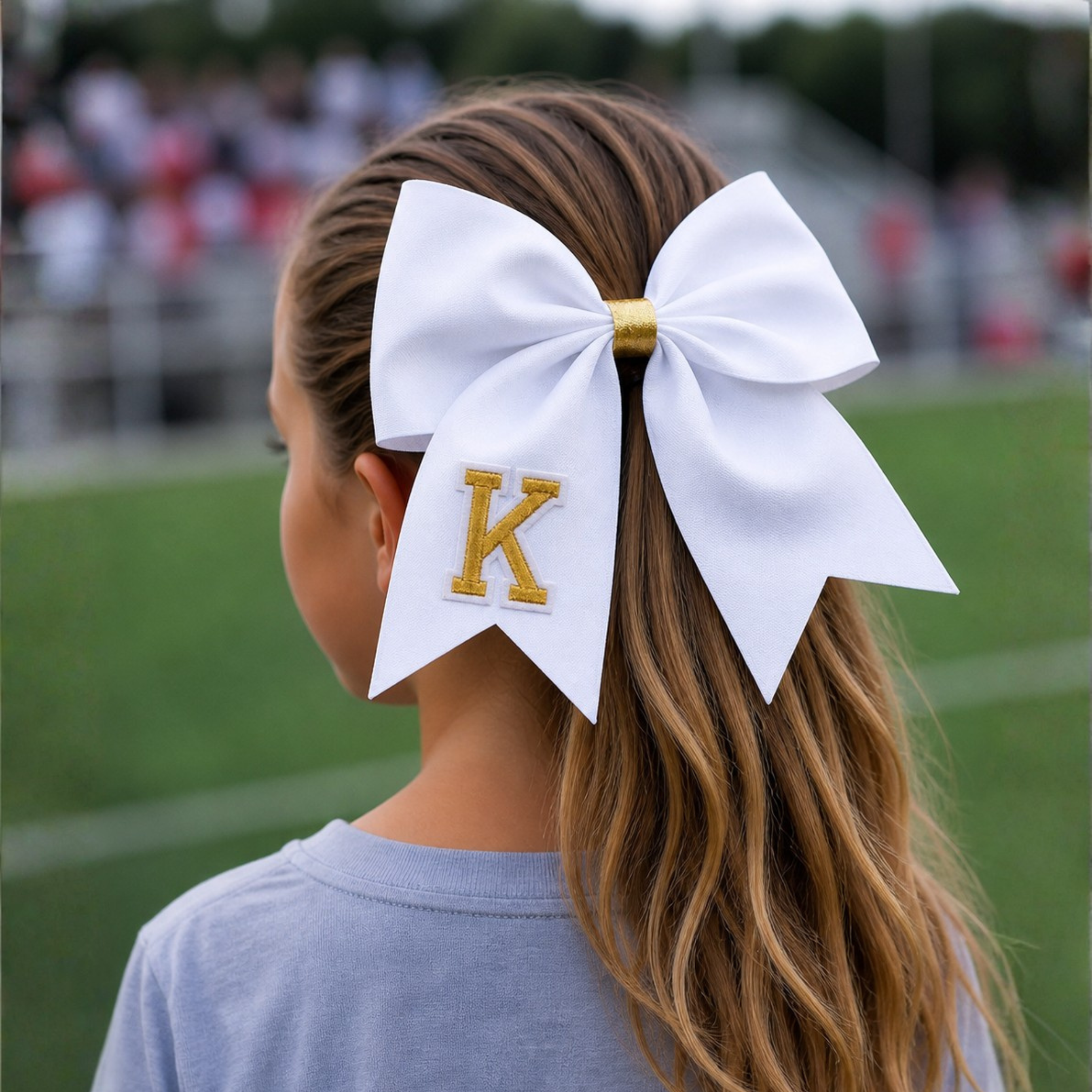 Personalized Cheerleader Hair Bow – Handmade Custom Initial Bow for Girls & Teens
