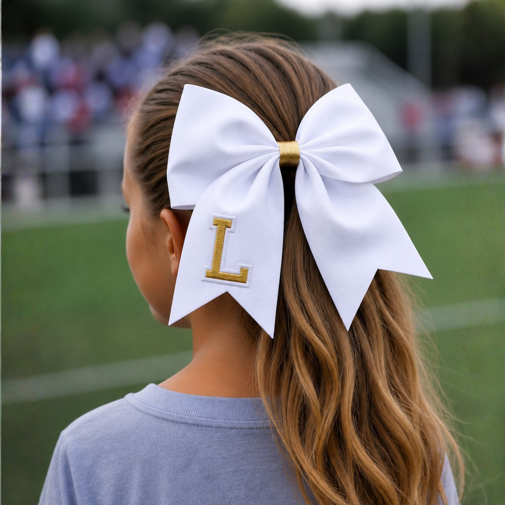 Personalized Cheerleader Hair Bow – Handmade Custom Initial Bow for Girls & Teens