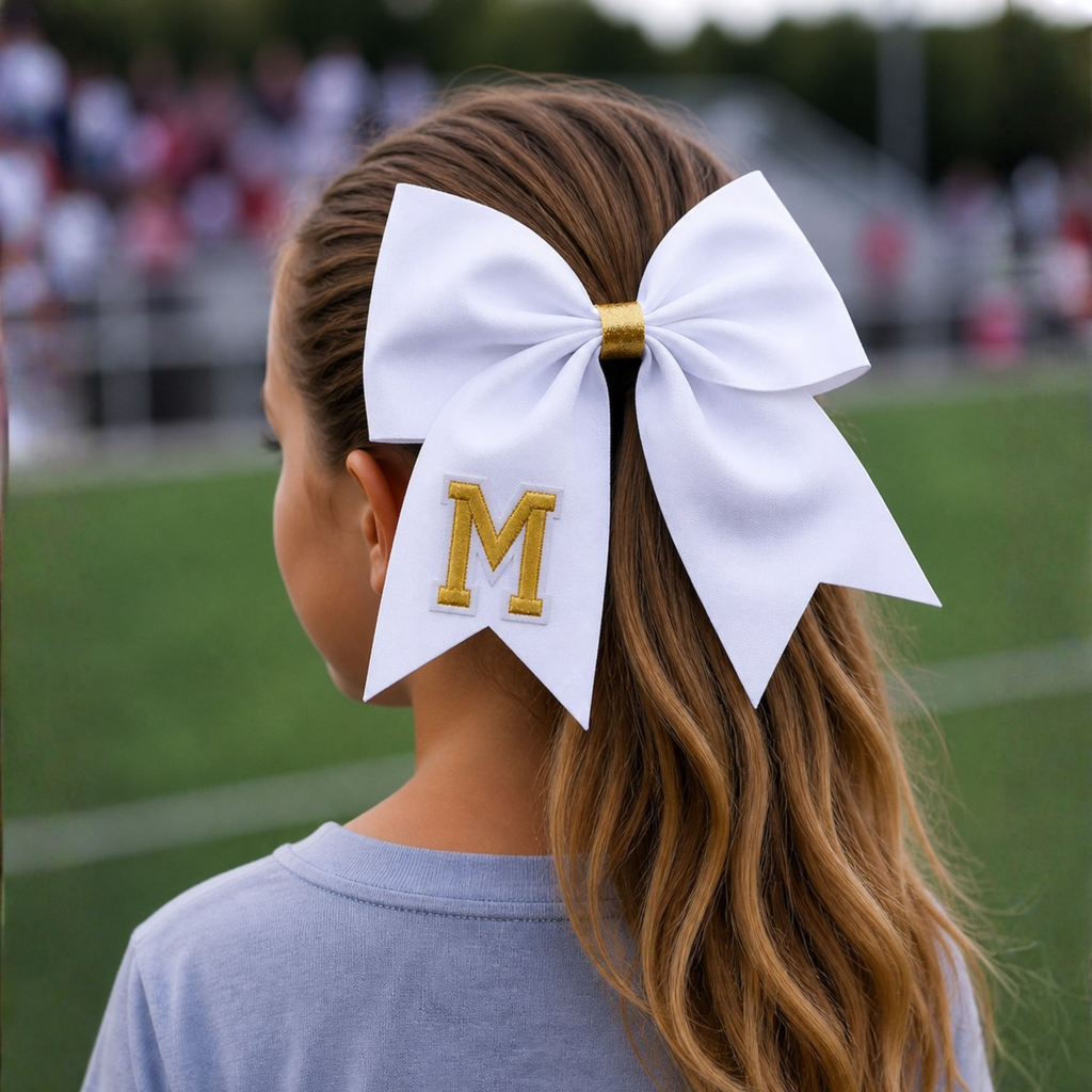 Personalized Cheerleader Hair Bow – Handmade Custom Initial Bow for Girls & Teens