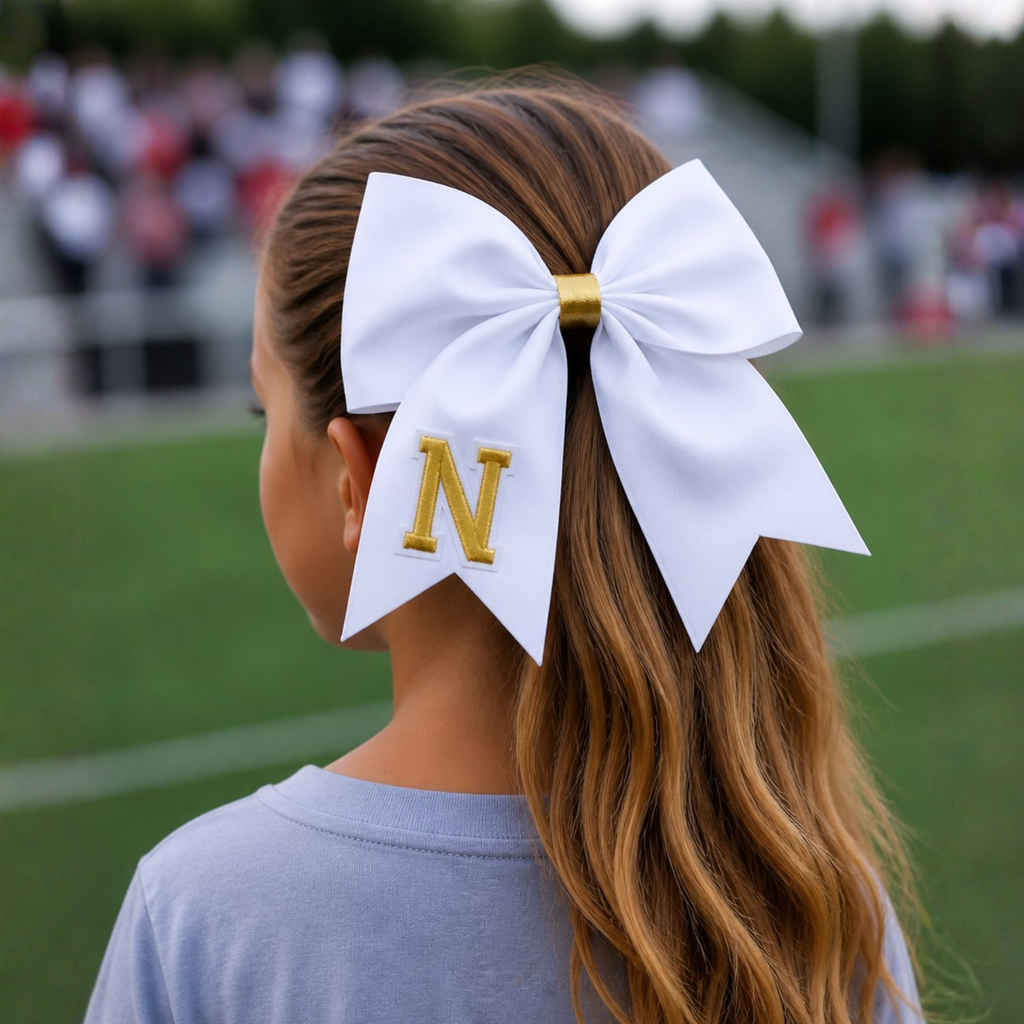 Personalized Cheerleader Hair Bow – Handmade Custom Initial Bow for Girls & Teens