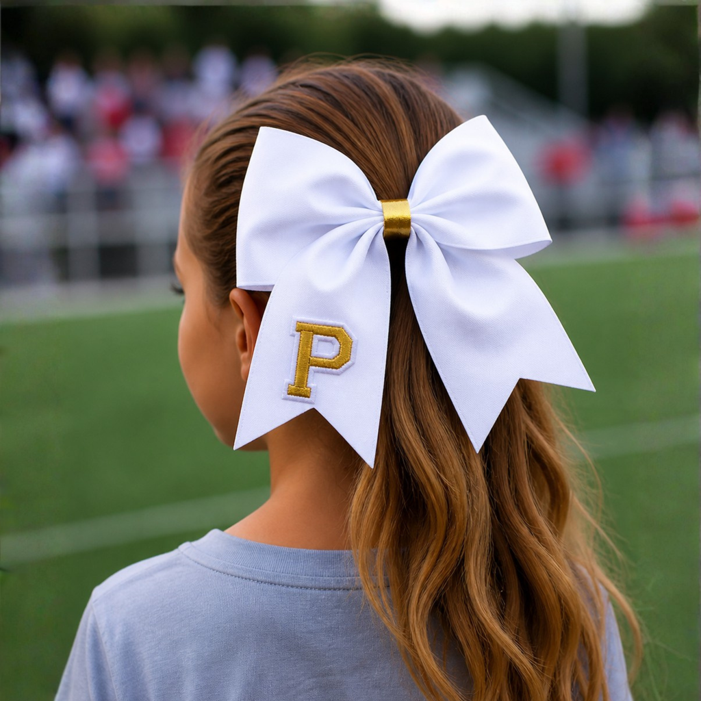 Personalized Cheerleader Hair Bow – Handmade Custom Initial Bow for Girls & Teens