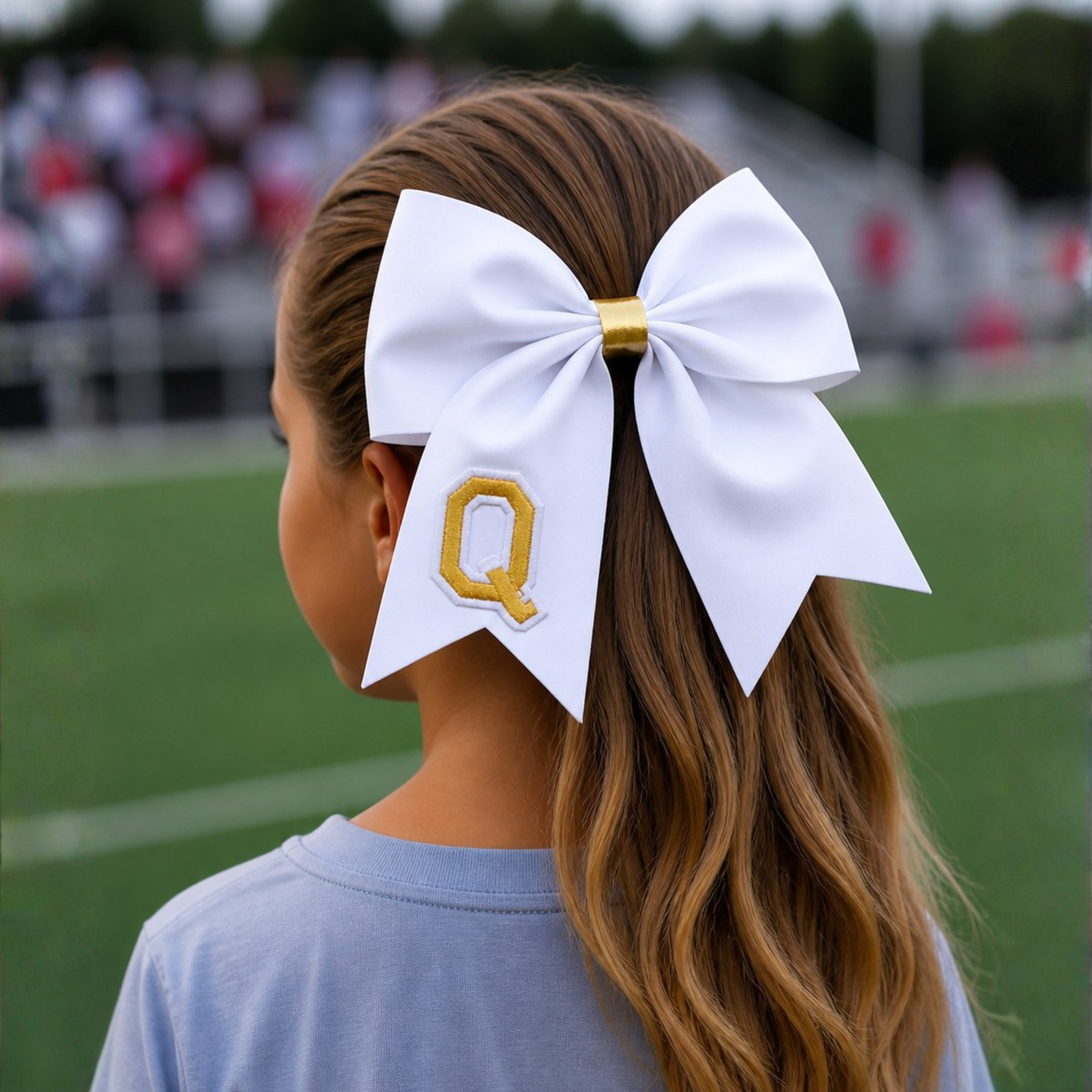 Personalized Cheerleader Hair Bow – Handmade Custom Initial Bow for Girls & Teens