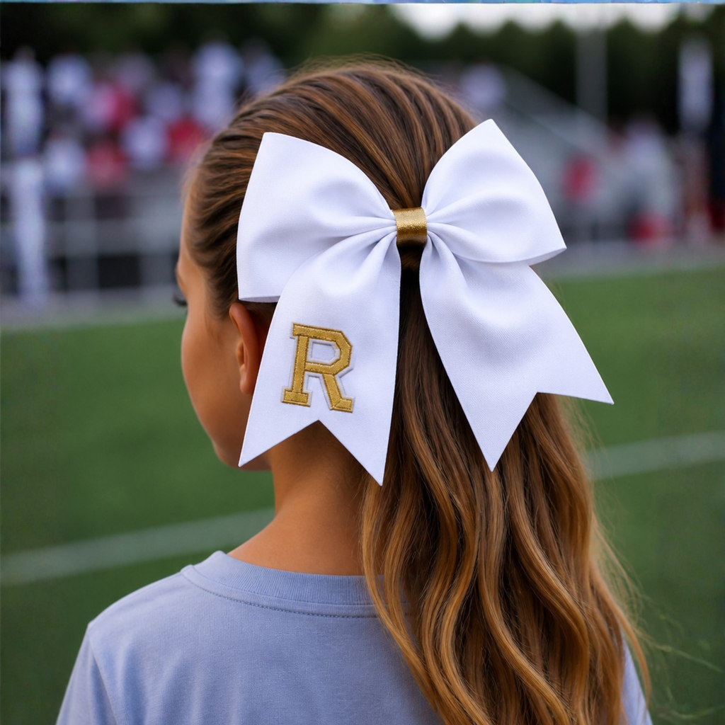Personalized Cheerleader Hair Bow – Handmade Custom Initial Bow for Girls & Teens