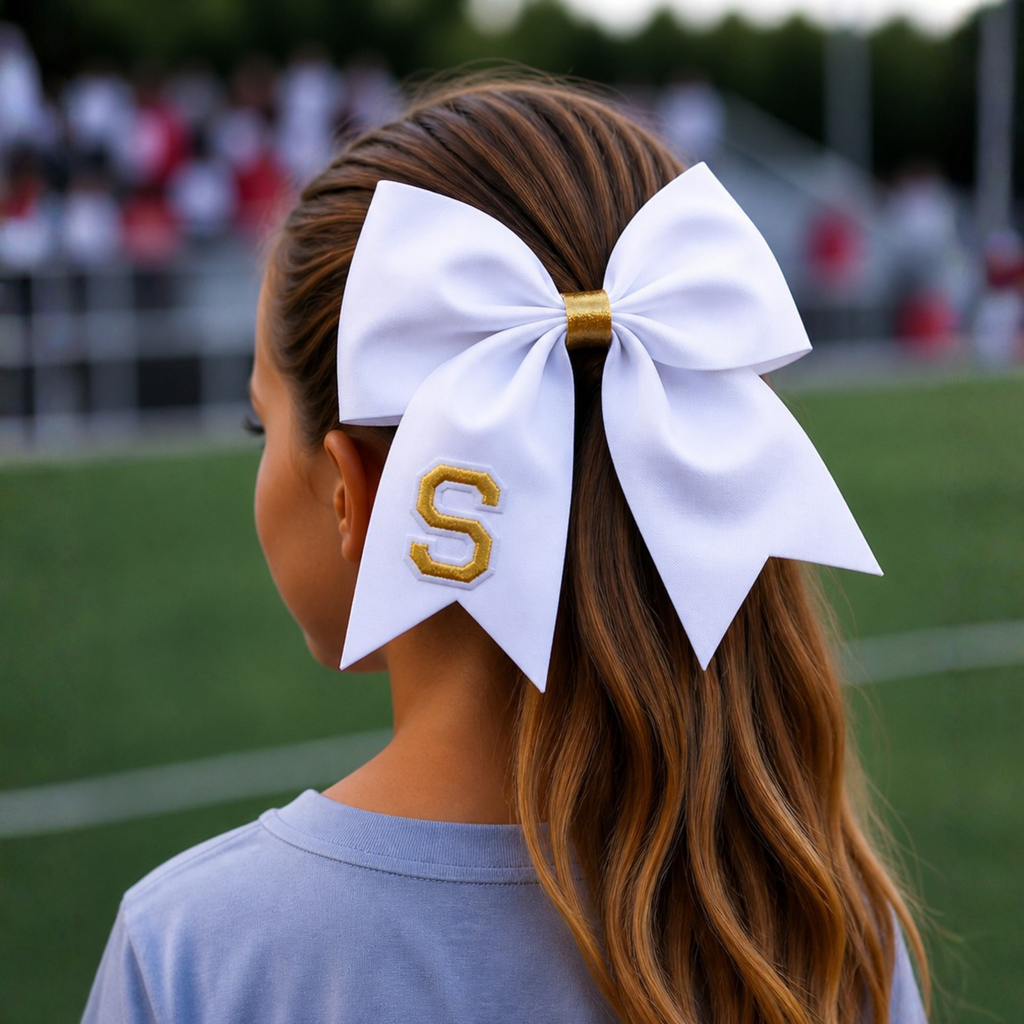 Personalized Cheerleader Hair Bow – Handmade Custom Initial Bow for Girls & Teens
