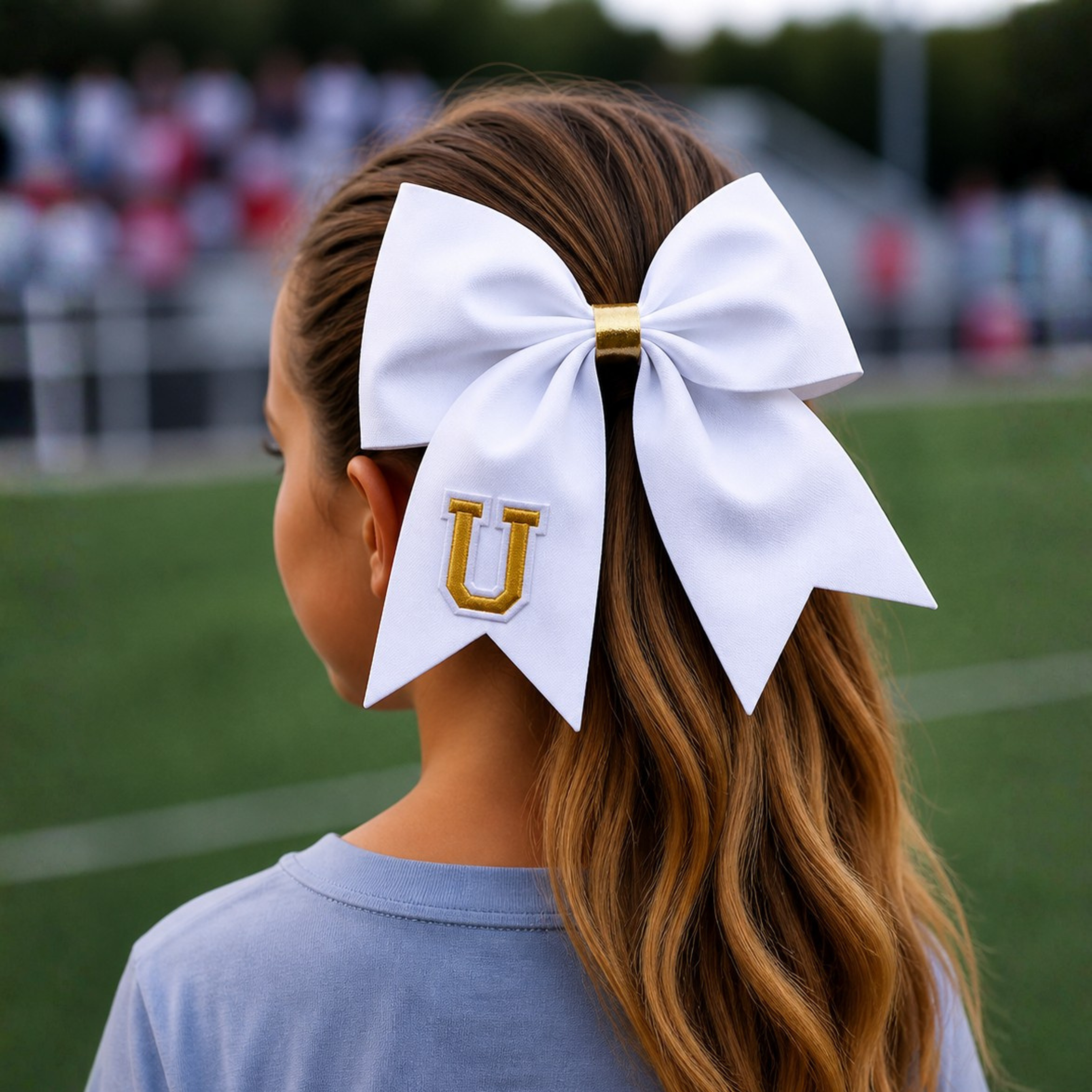 Personalized Cheerleader Hair Bow – Handmade Custom Initial Bow for Girls & Teens