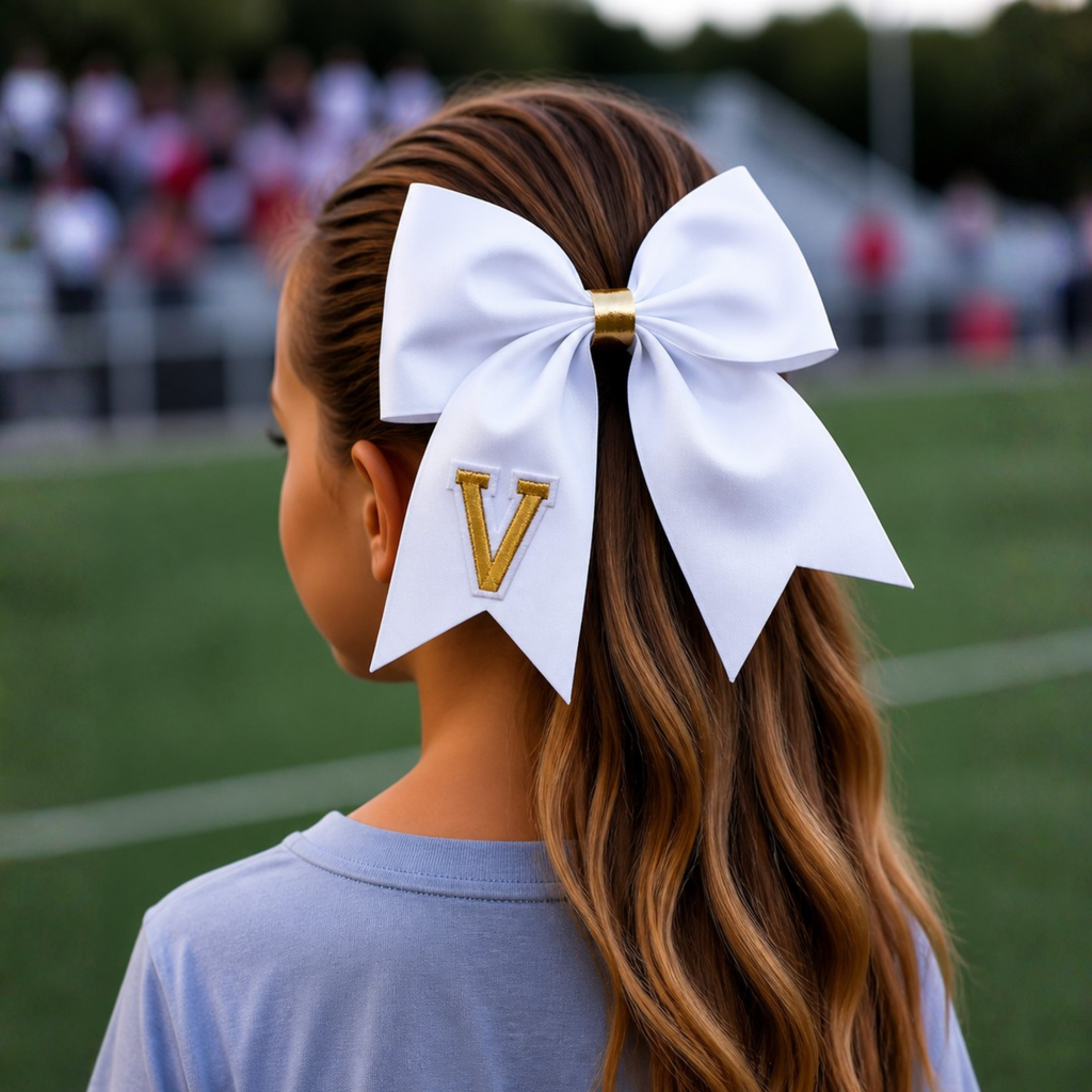 Personalized Cheerleader Hair Bow – Handmade Custom Initial Bow for Girls & Teens