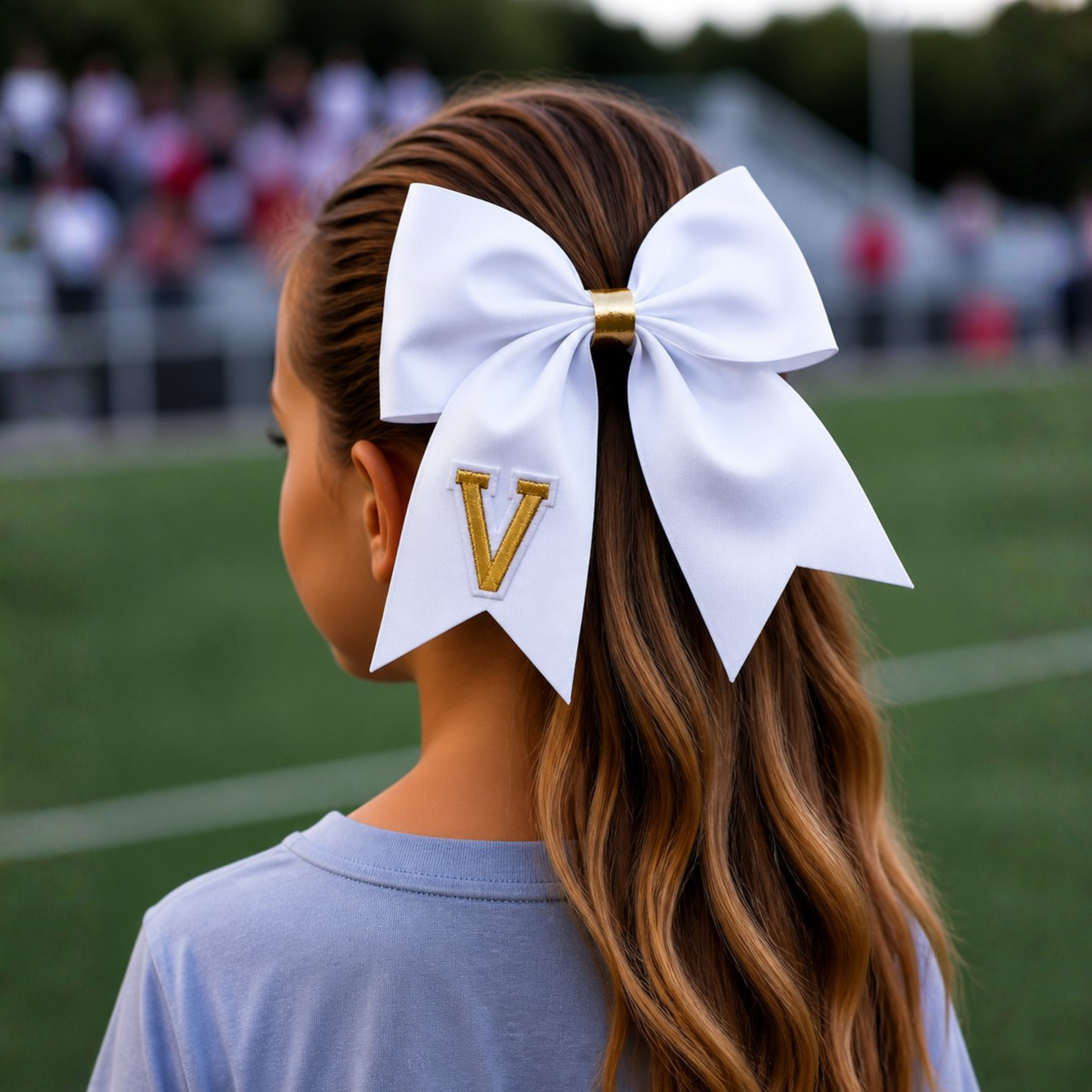 Personalized Cheerleader Hair Bow – Handmade Custom Initial Bow for Girls & Teens