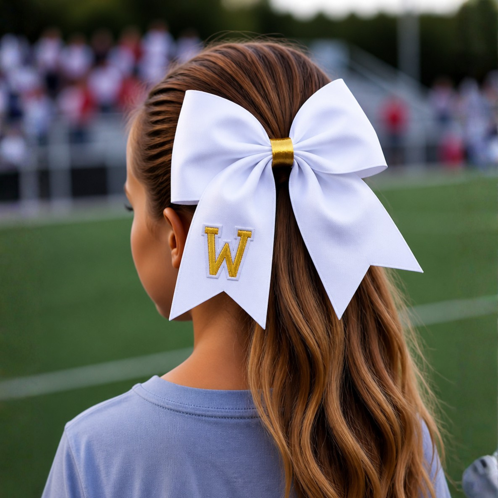 Personalized Cheerleader Hair Bow – Handmade Custom Initial Bow for Girls & Teens