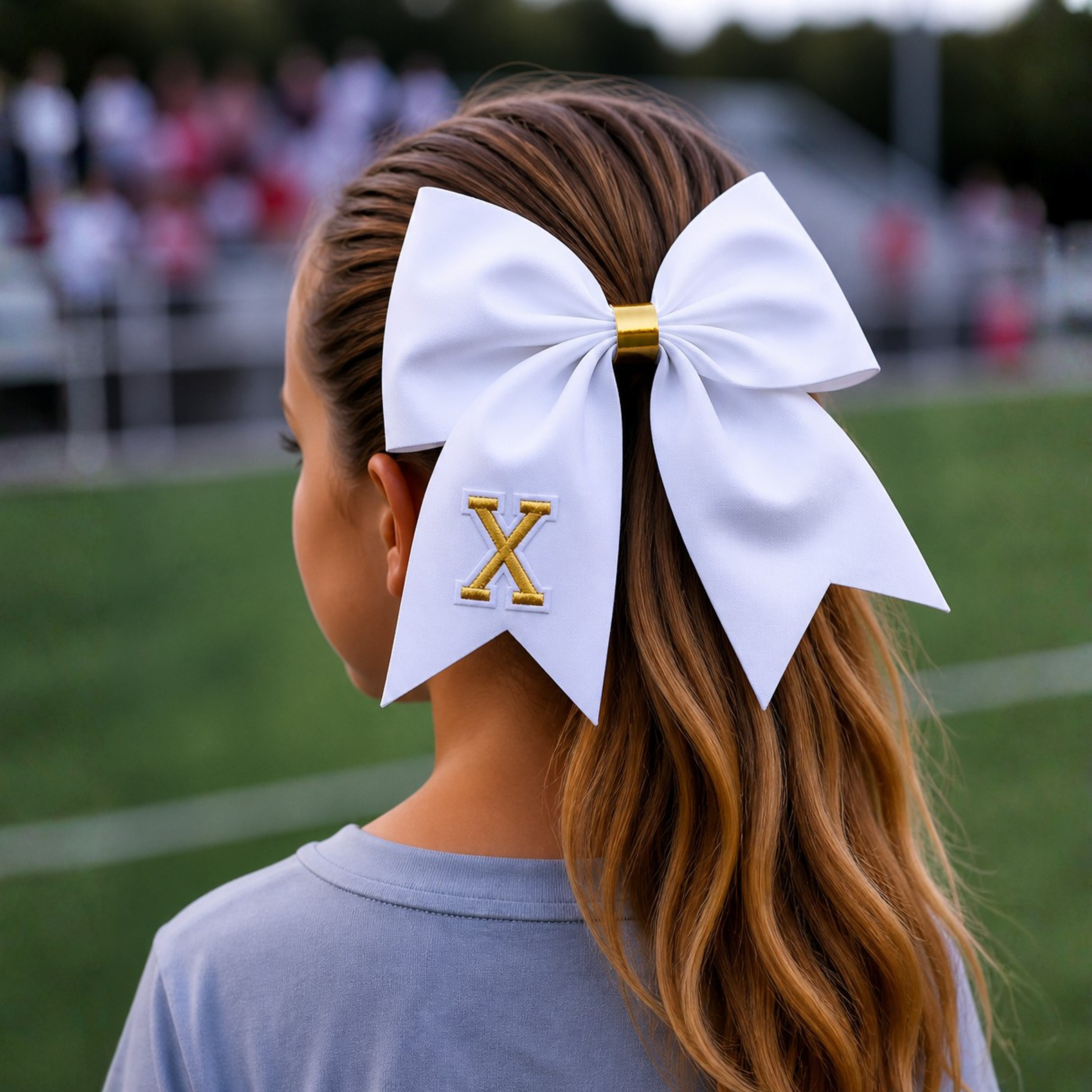 Personalized Cheerleader Hair Bow – Handmade Custom Initial Bow for Girls & Teens