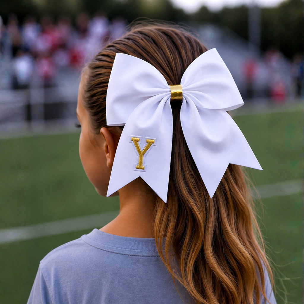 Personalized Cheerleader Hair Bow – Handmade Custom Initial Bow for Girls & Teens