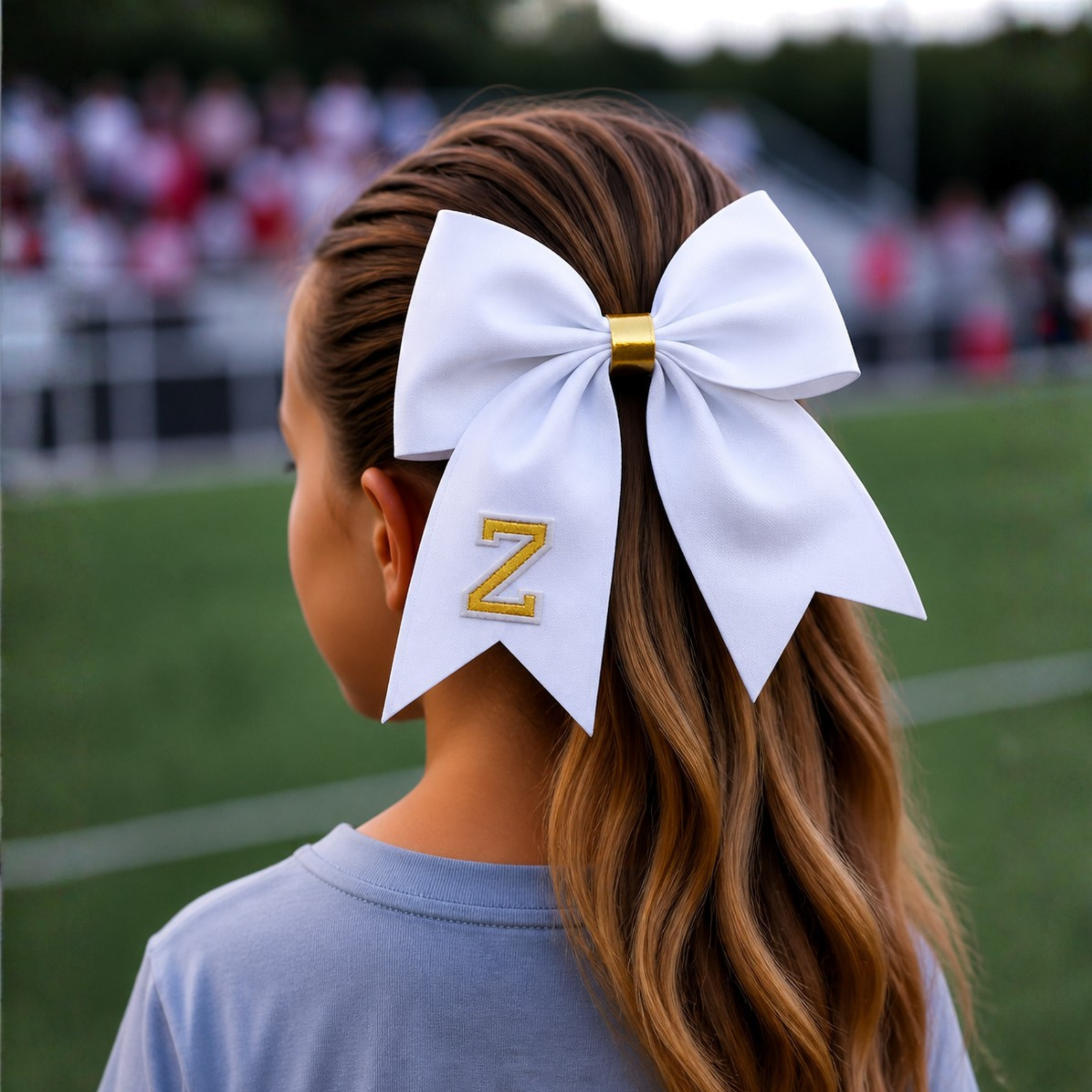 Personalized Cheerleader Hair Bow – Handmade Custom Initial Bow for Girls & Teens