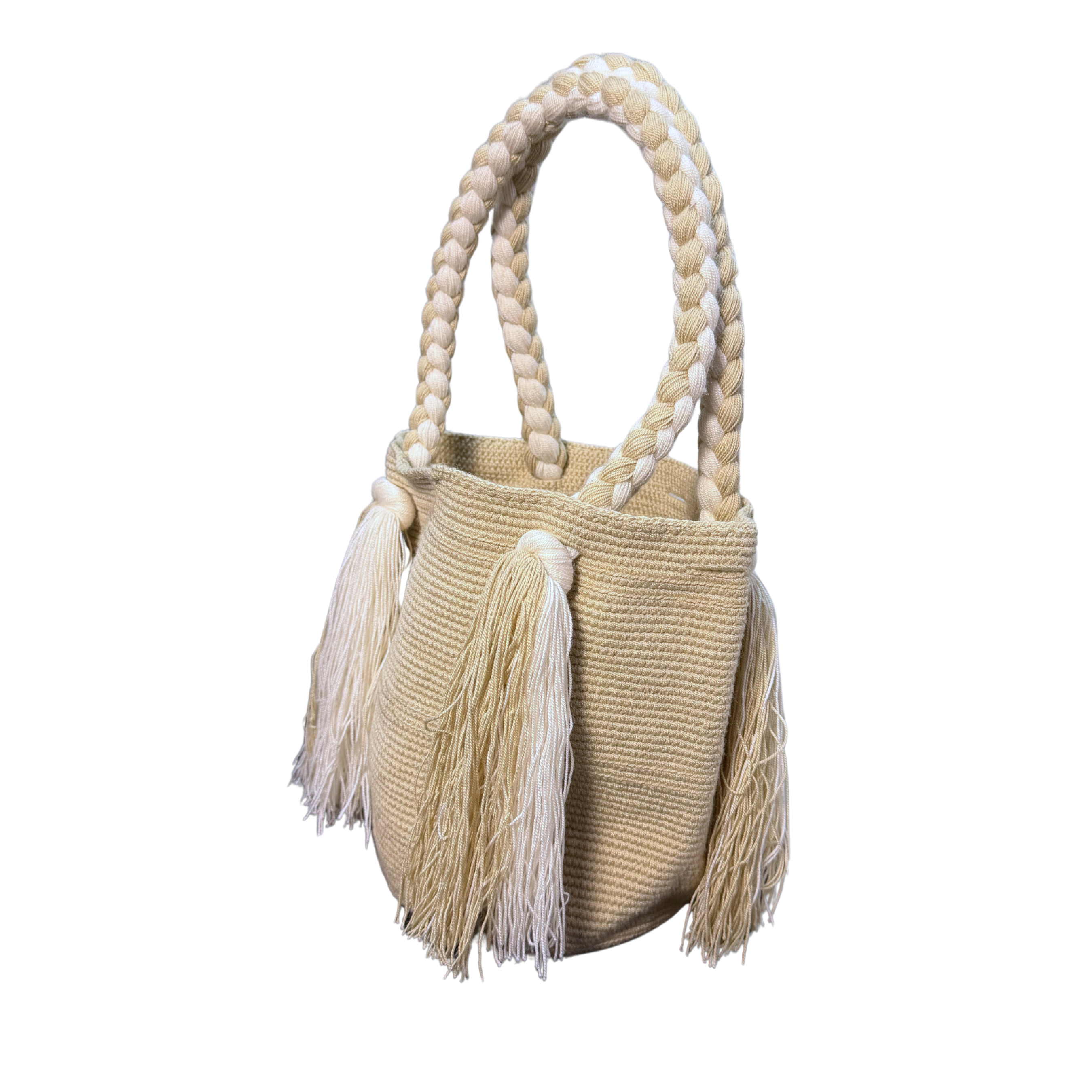 Wayuu Large Handmade Hand Bag – Cream Colombian / Venezuelan Hand Purse | Boho Woven Hand Bag for Women