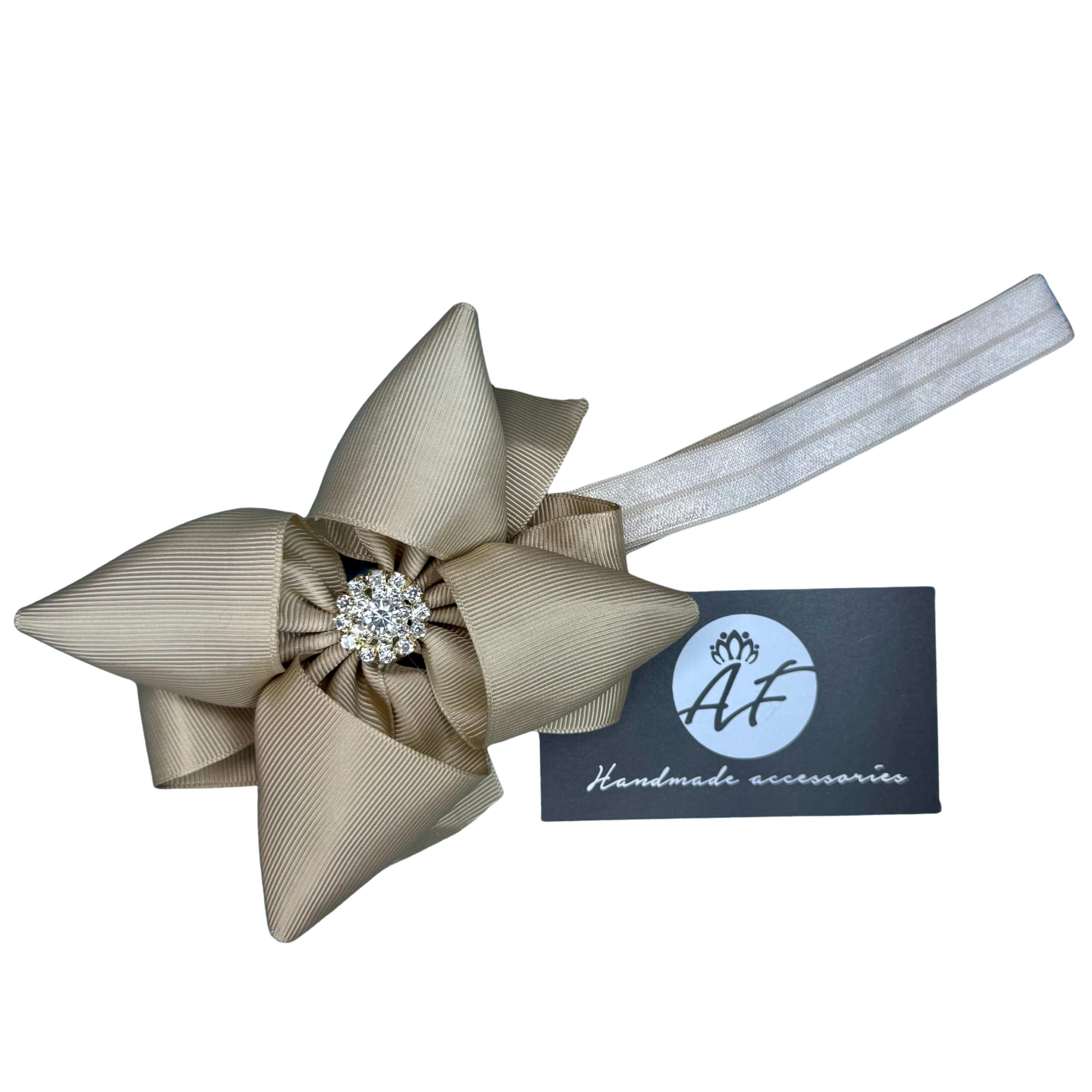 Handmade Baby Headband with 4-Loop Bow – Stretchy Band for Newborns, Infants & Toddlers