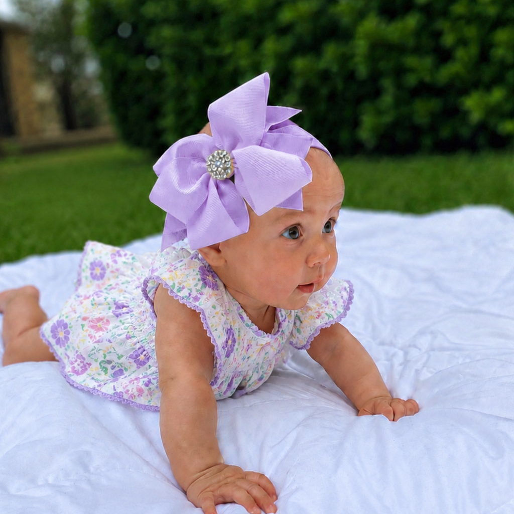 Handmade Baby Headband with 4-Loop Bow – Stretchy Band for Newborns, Infants & Toddlers