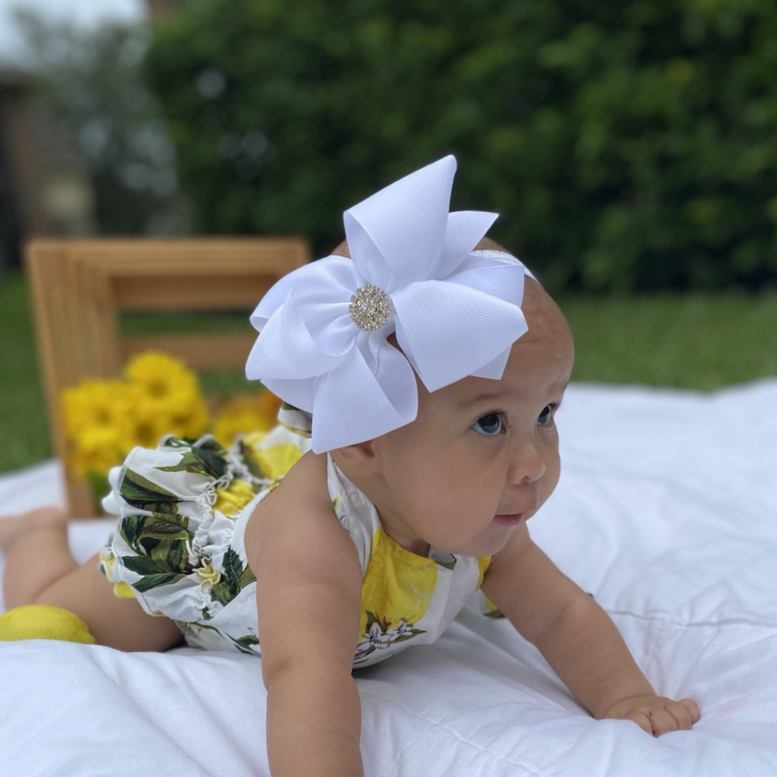 Handmade Baby Headband with 4-Loop Bow – Stretchy Band for Newborns, Infants & Toddlers