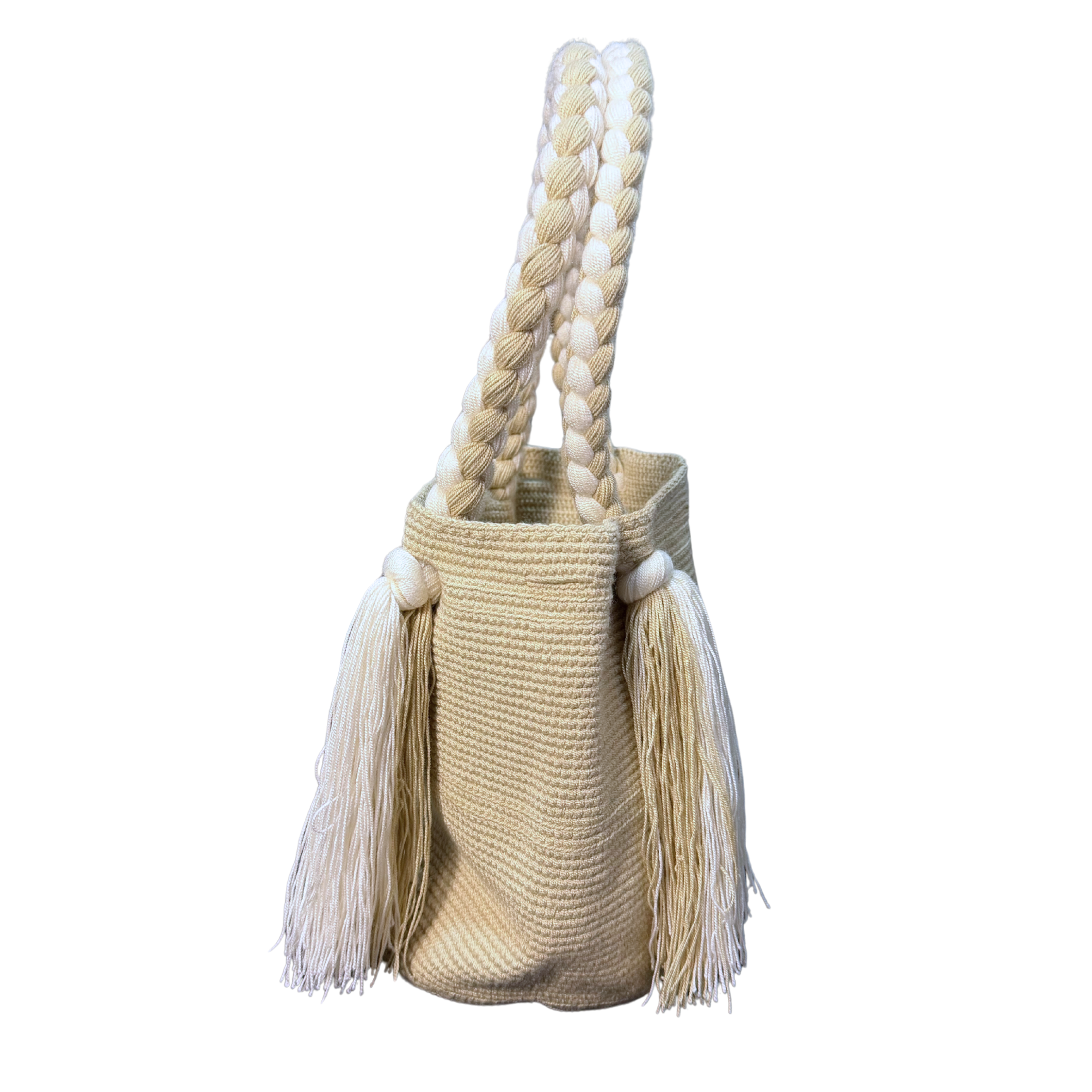 Wayuu Large Handmade Hand Bag – Cream Colombian / Venezuelan Hand Purse | Boho Woven Hand Bag for Women