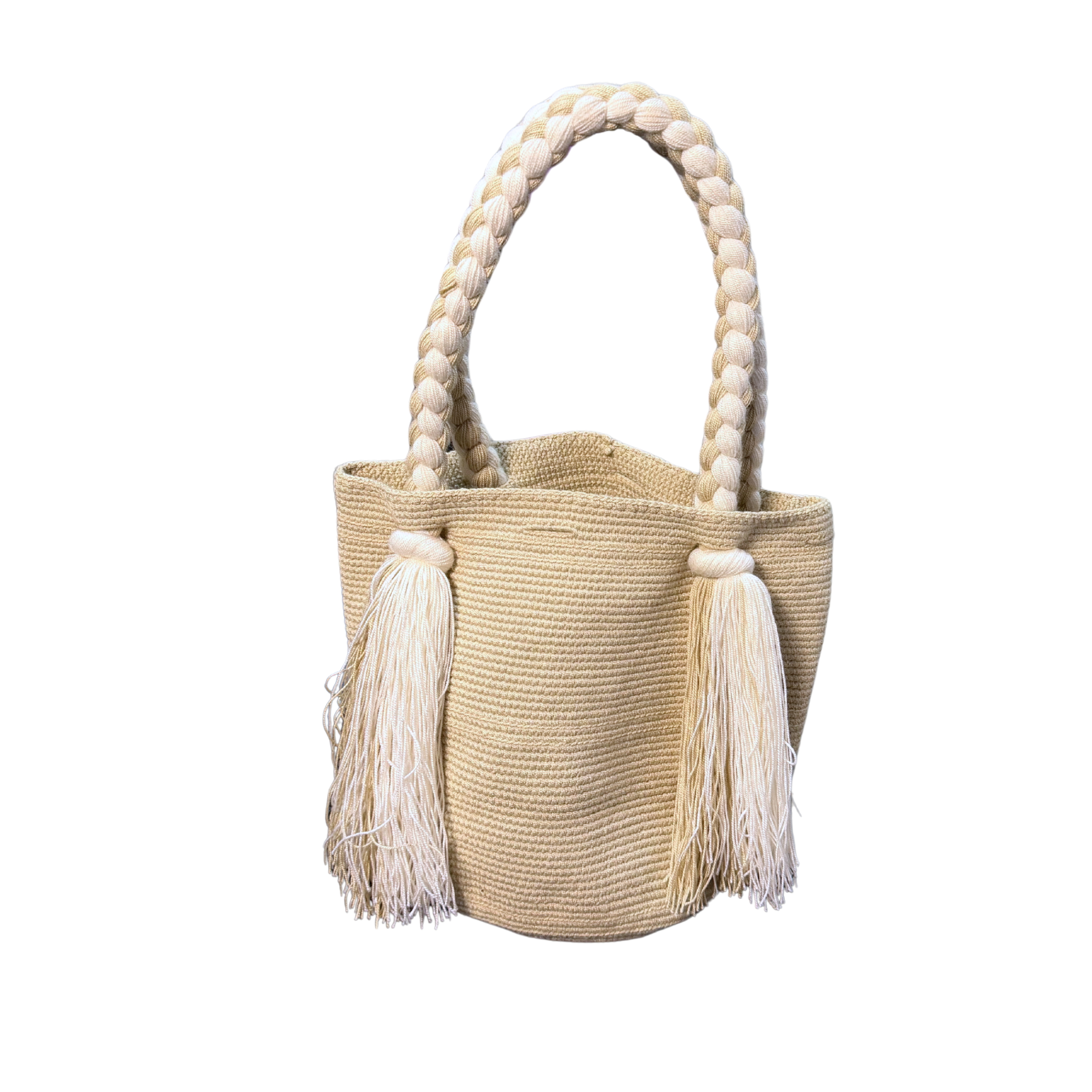 Wayuu Large Handmade Hand Bag – Cream Colombian / Venezuelan Hand Purse | Boho Woven Hand Bag for Women