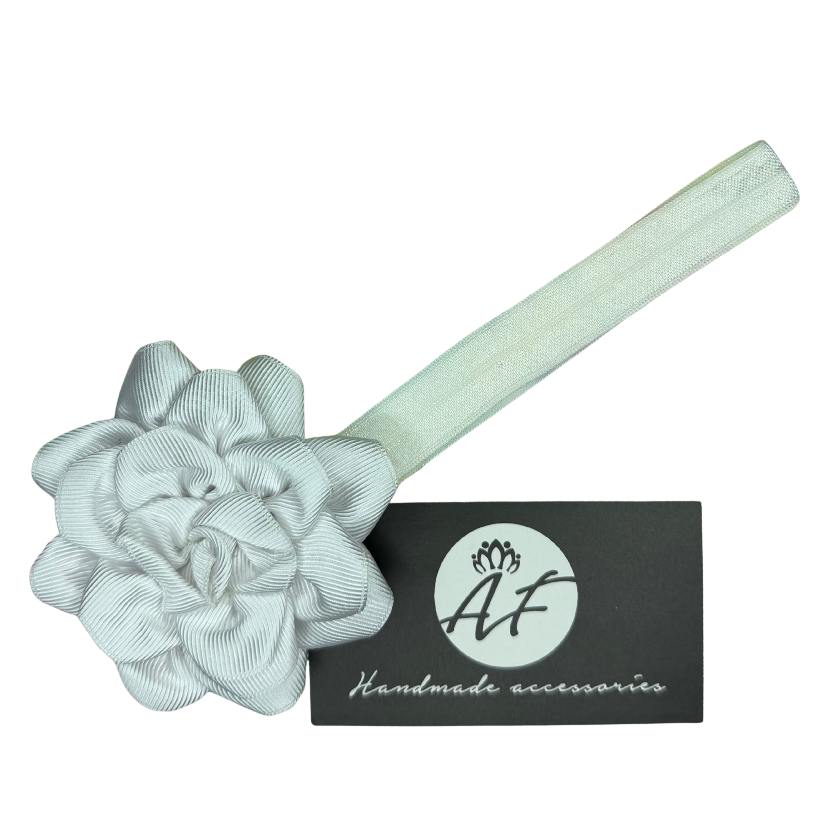 Rose Flower Baby Headband – Soft Elastic Band with Handmade Ribbon Flower