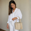 Wayuu Large Handmade Hand Bag – Cream Colombian / Venezuelan Hand Purse | Boho Woven Hand Bag for Women