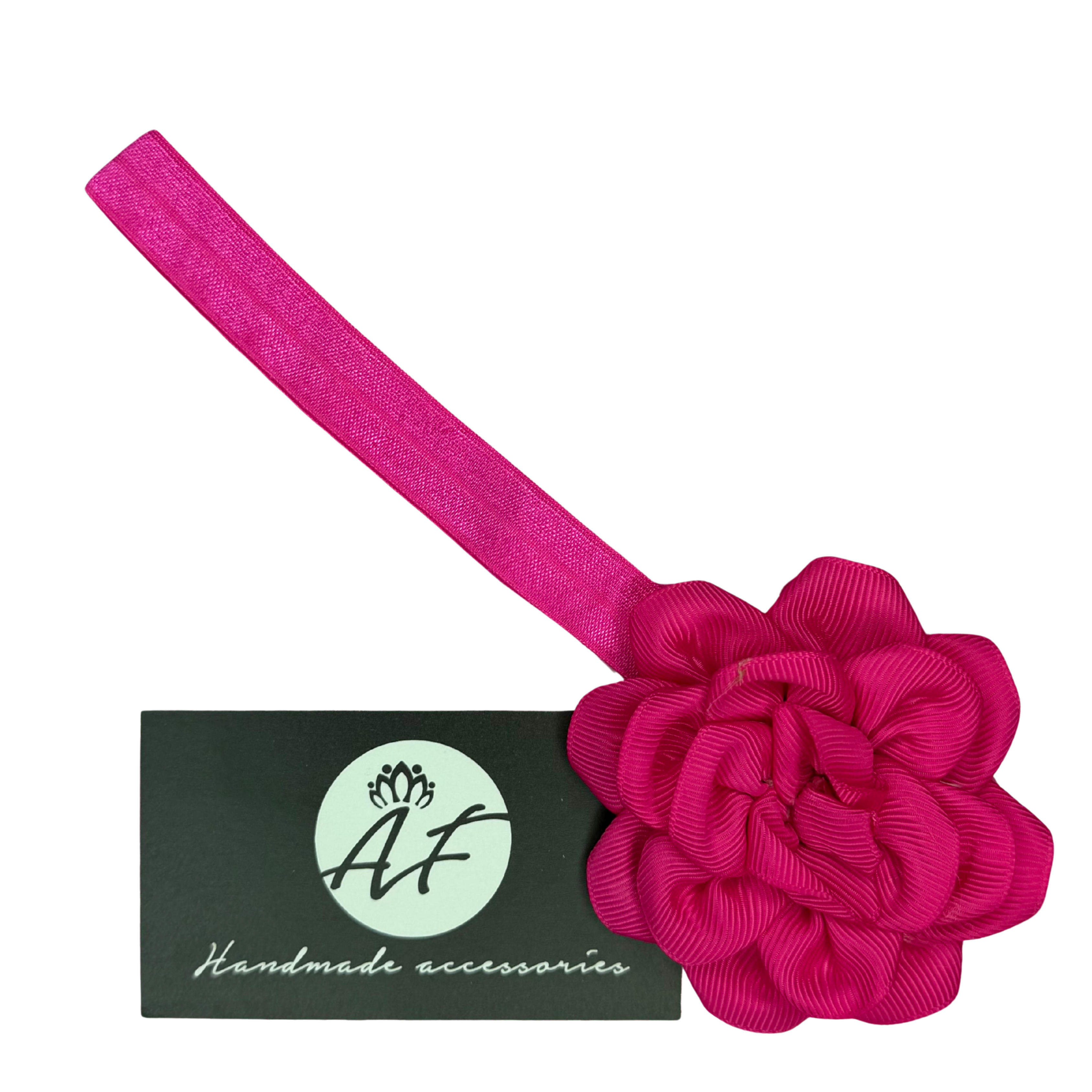 Rose Flower Baby Headband – Soft Elastic Band with Handmade Ribbon Flower