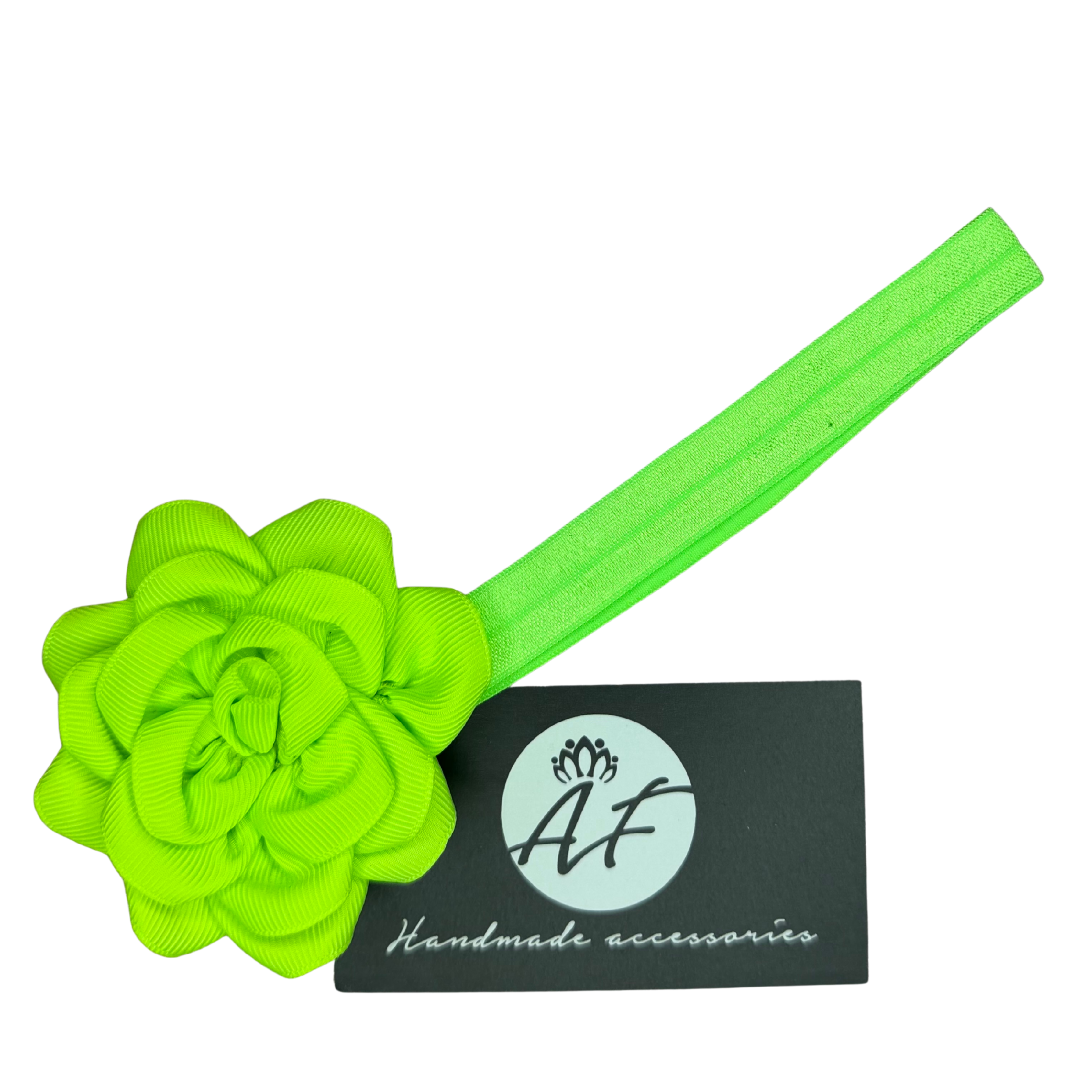 Rose Flower Baby Headband – Soft Elastic Band with Handmade Ribbon Flower