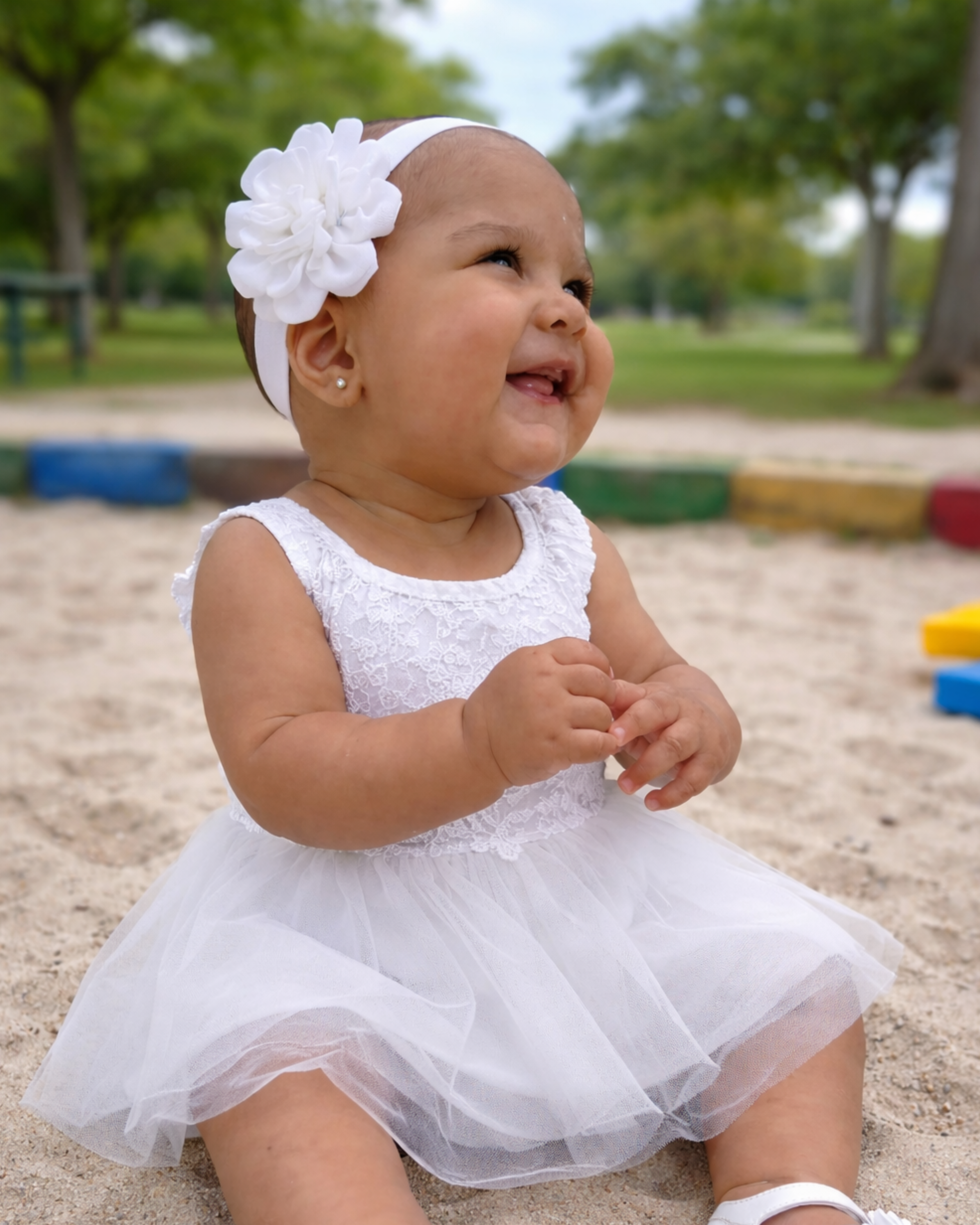 Rose Flower Baby Headband – Soft Elastic Band with Handmade Ribbon Flower