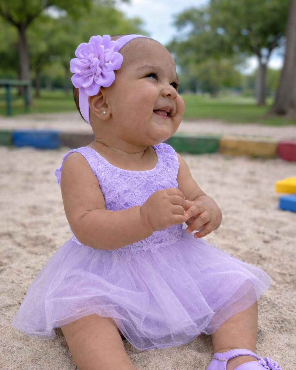Rose Flower Baby Headband – Soft Elastic Band with Handmade Ribbon Flower