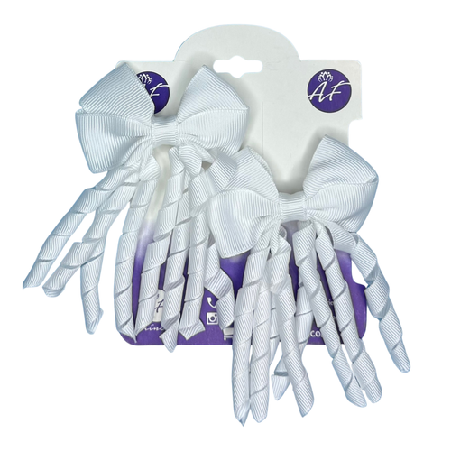 Handmade Curly Ribbon Bow Set for Girls / Boutique Hair Bows for Toddlers & Kids