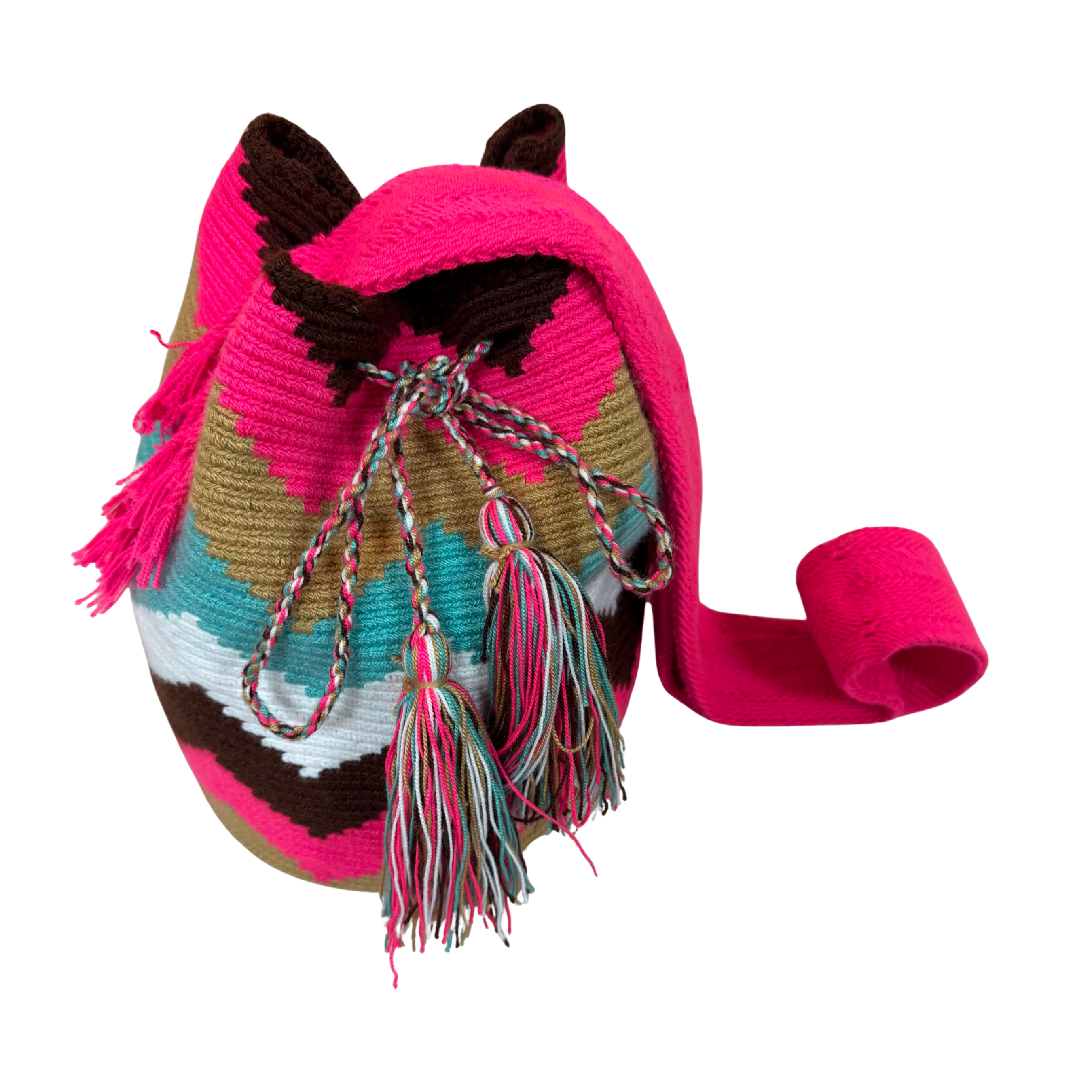 Wayuu Large Handmade Mochila Bag – "Bright Sky" Colorful Colombian / Venezuelan Crossbody Purse | Boho Woven Shoulder Bag for Women