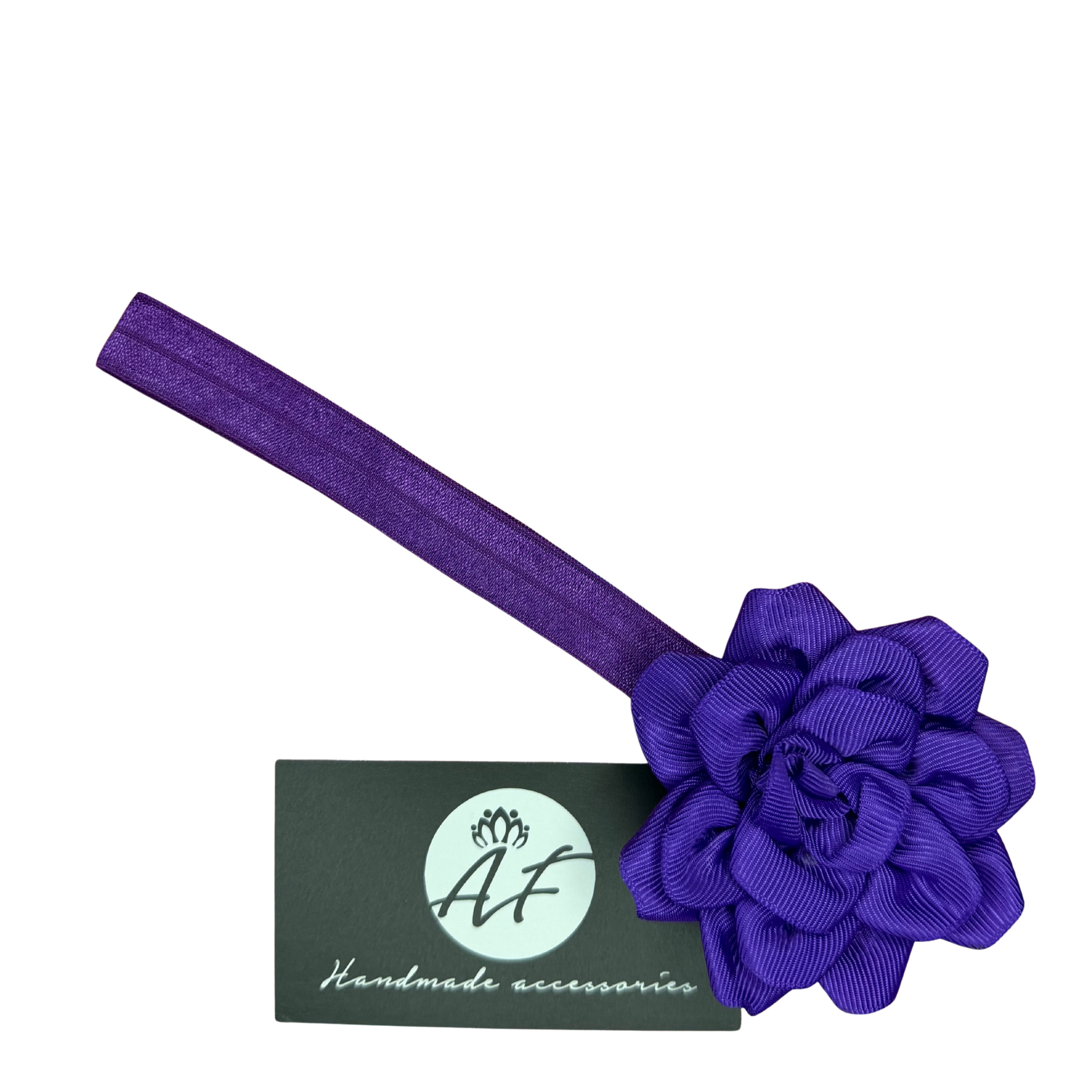 Rose Flower Baby Headband – Soft Elastic Band with Handmade Ribbon Flower