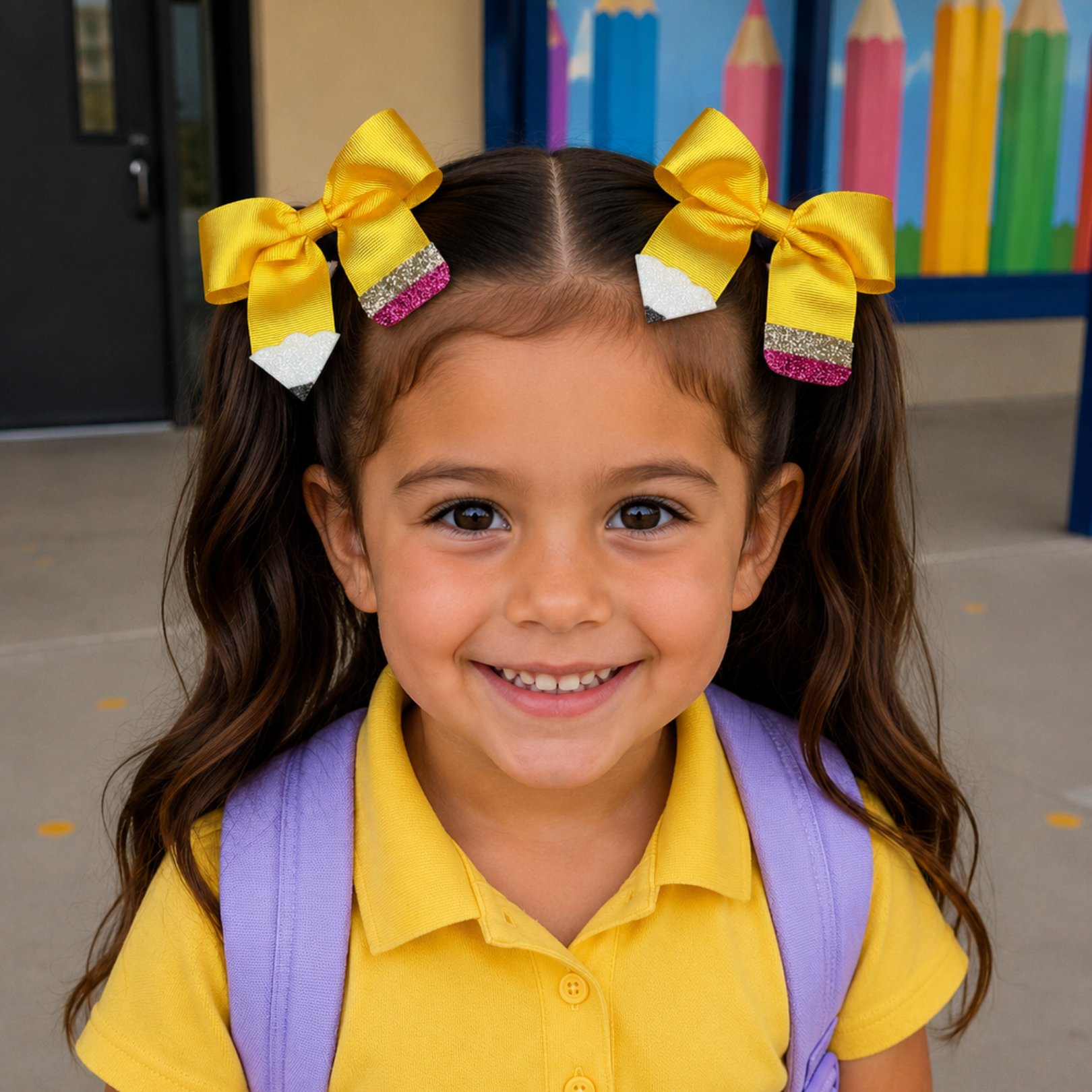 Back to School Set of 2 Pencil Hairbows