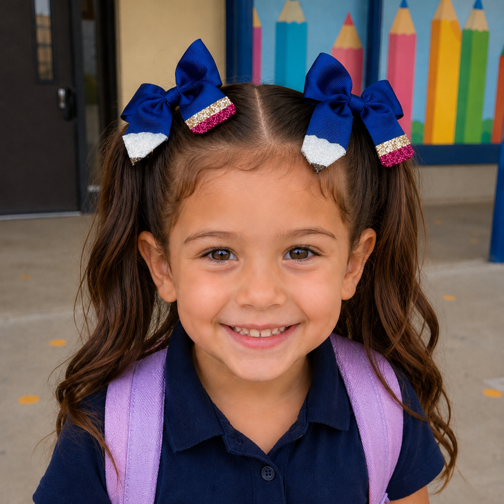 Back to School Set of 2 Pencil Hairbows