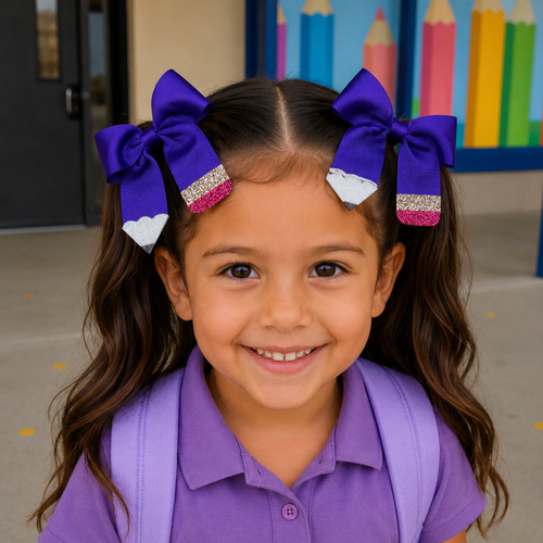 Back to School Set of 2 Pencil Hairbows