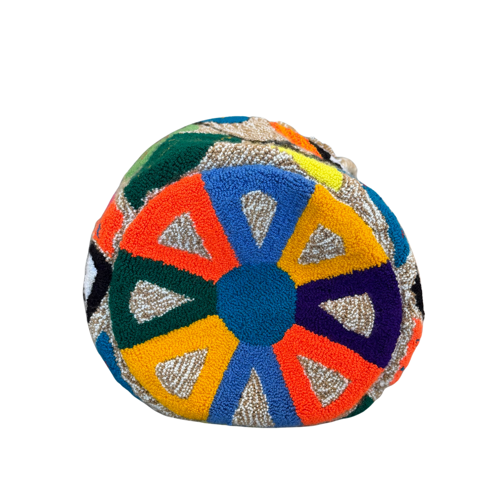 Wayuu Large Premium Handmade Tapestry Bucket Bag |  Needle Punch Floral Design "Tropical Bird"