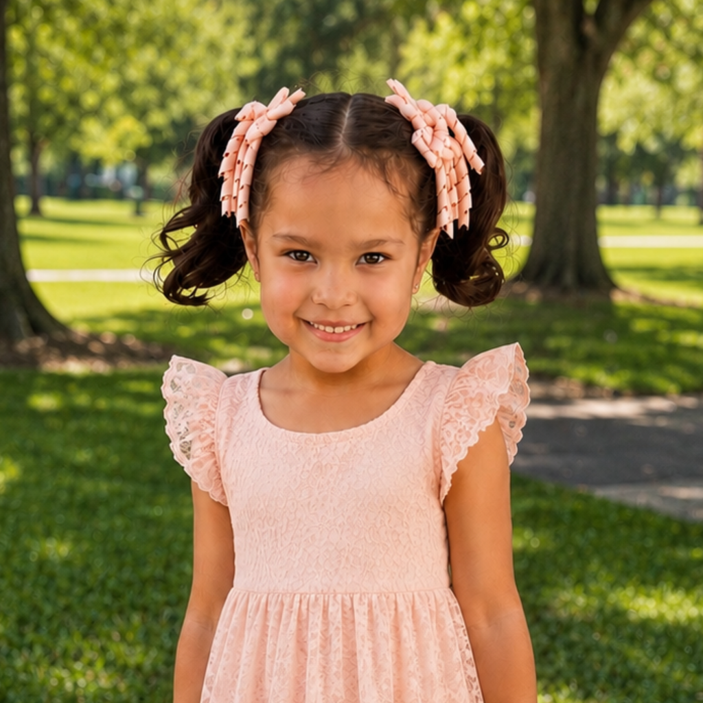 Handmade Curly Ribbon Bow Set for Girls / Boutique Hair Bows for Toddlers & Kids